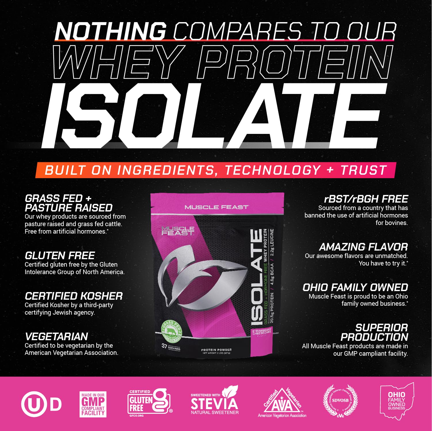 Muscle Feast Grass-Fed Whey Protein Isolate, All Natural Hormone Free Pasture Raised Muscle Feast uk supplements