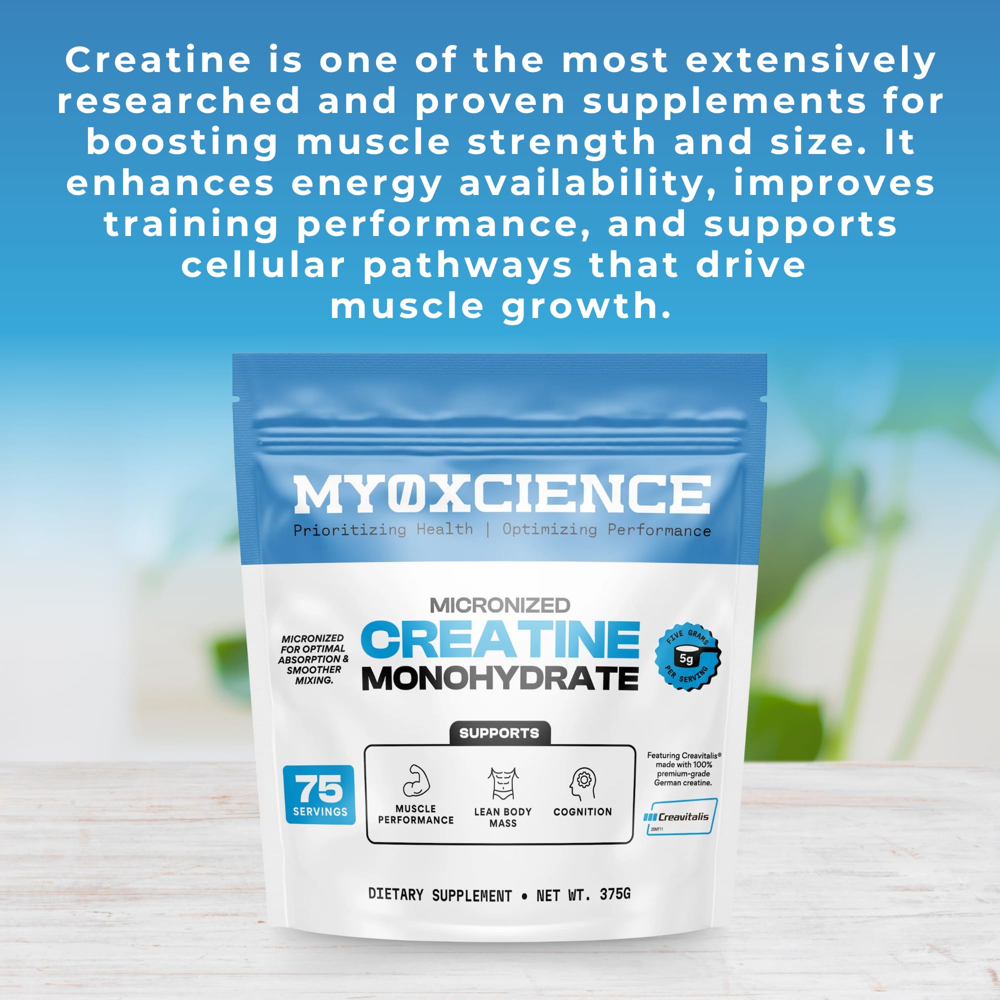 MYOXCIENCE Micronized Creavitalis Creatine | The World’s Purest Micronized Form of Creatine Monohydrate | Supports Muscle Performance MYOXCIENCE uk supplements
