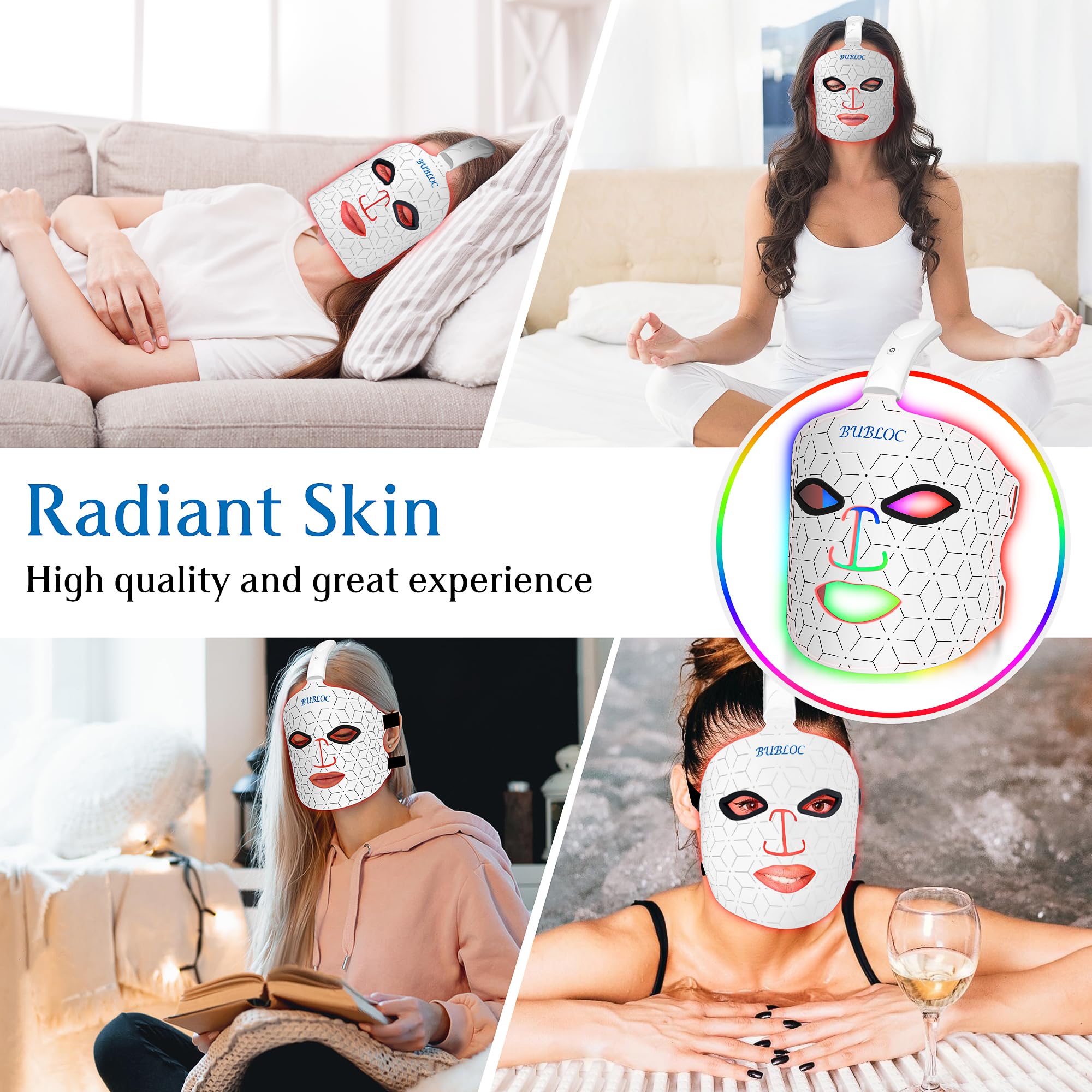 BUBLOC Red Light Therapy Mask, Led Contour Face Mask Light Therapy, 7 Color Red Light Face Mask BUBLOC uk supplements