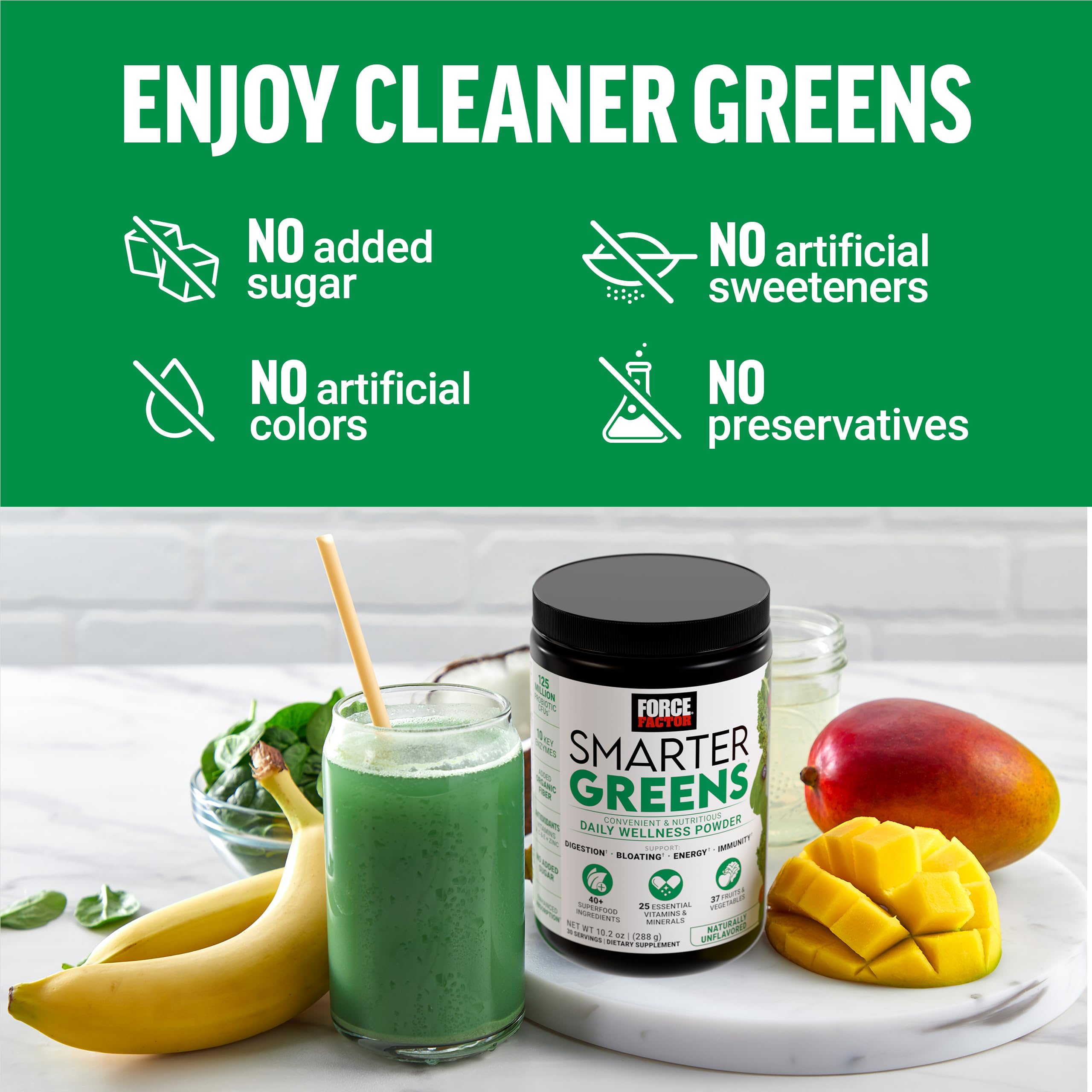 Force Factor Smarter Greens Daily Wellness Powder 2-Pack to Support Energy, Immunity & Digestion, Superfood Greens Powder with Vitamins, Minerals & Probiotics, Unflavored, 60 Servings Force Factor uk supplements