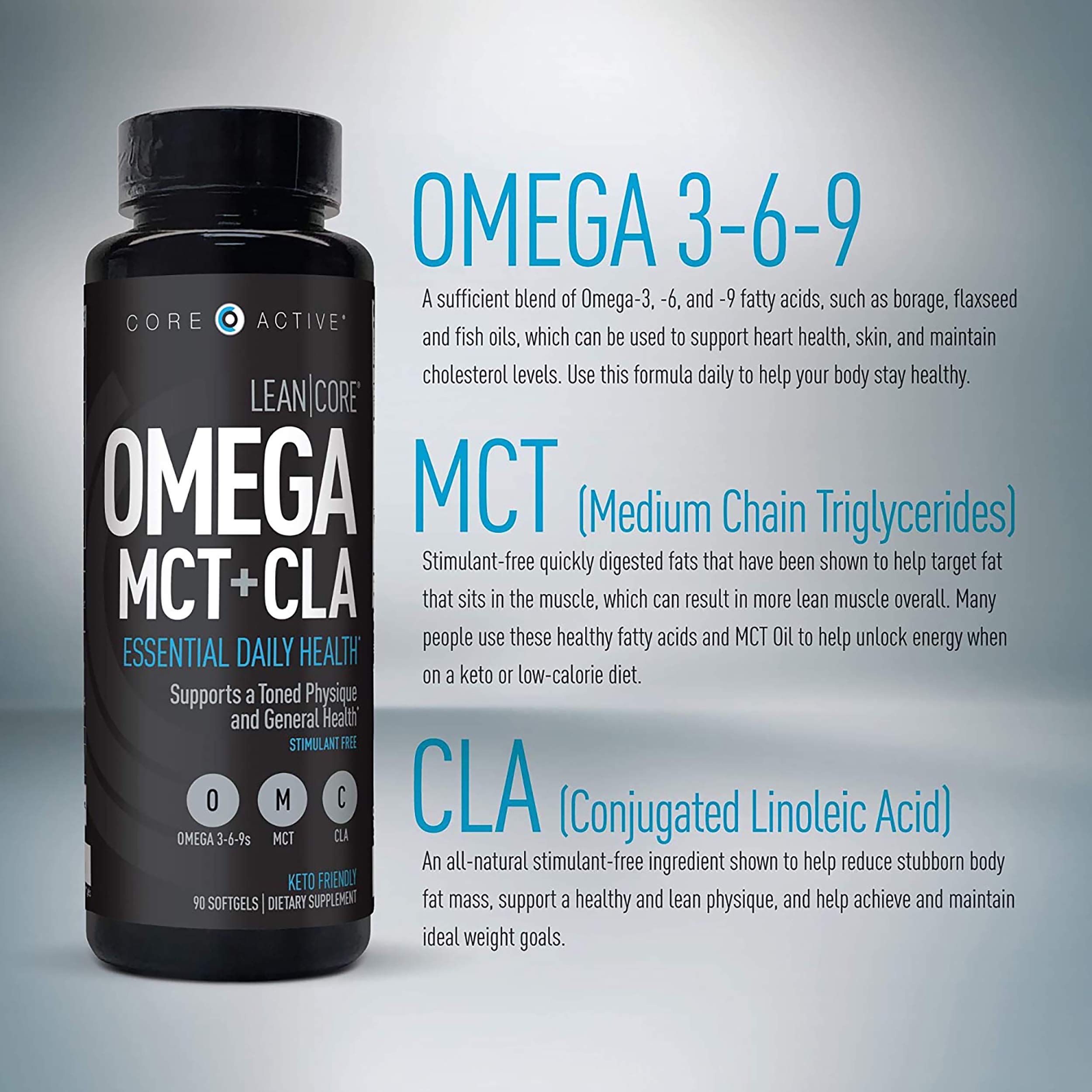 Lean CORE Omega MCT + CLA - Stimulant Free Health Formula, Lean Muscle & Toned (CORE)ACTIVE uk supplements