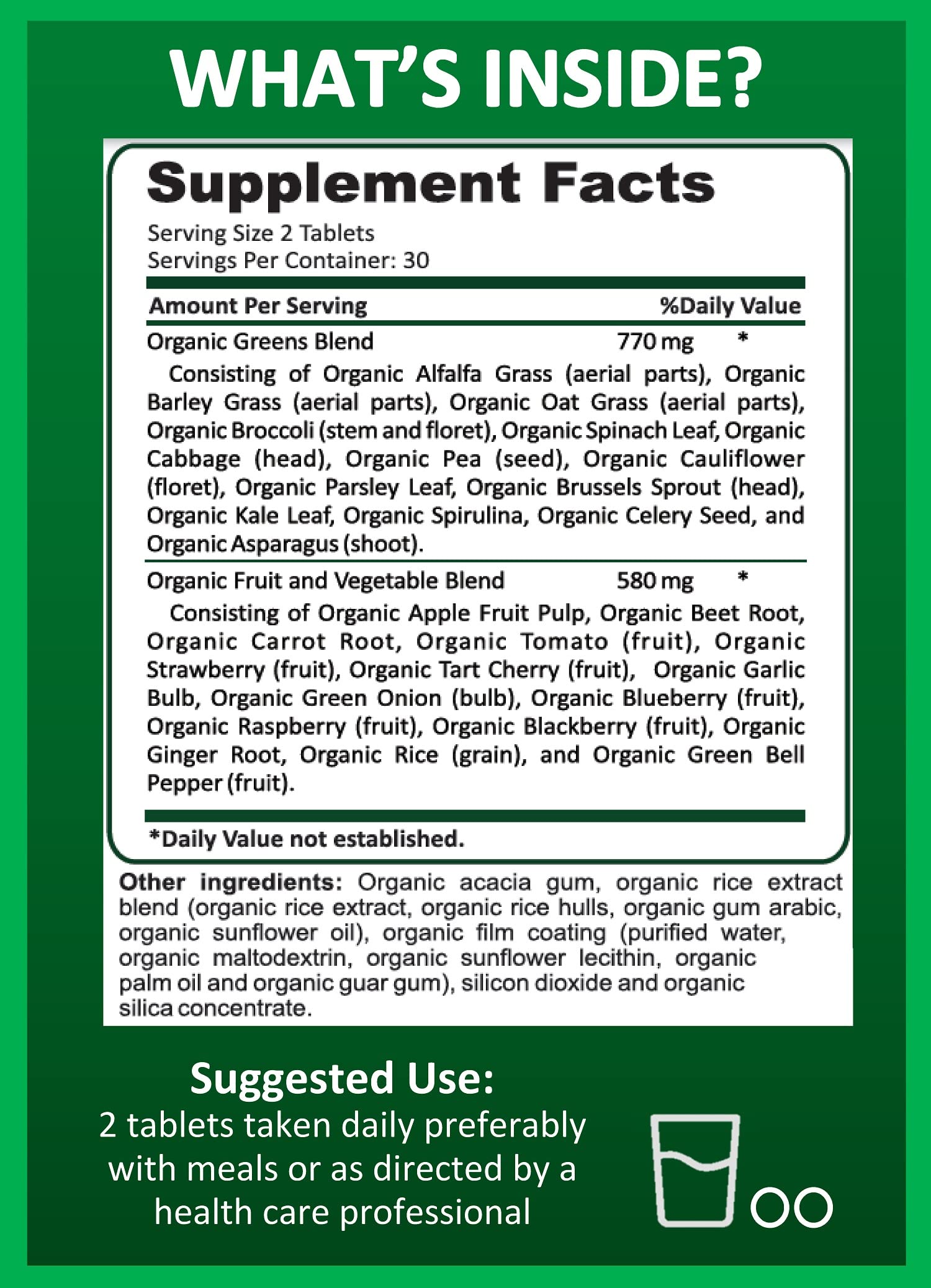 Potent Garden Organic Superfood Greens, Fruit and Veggies Supplement Rich in Vitamins & Antioxidants with Alfalfa, Beet Root & Tart Cherry to Boost Energy, Immunity & Gut Health, Greens Tablets 60 Ct Potent Garden uk supplements