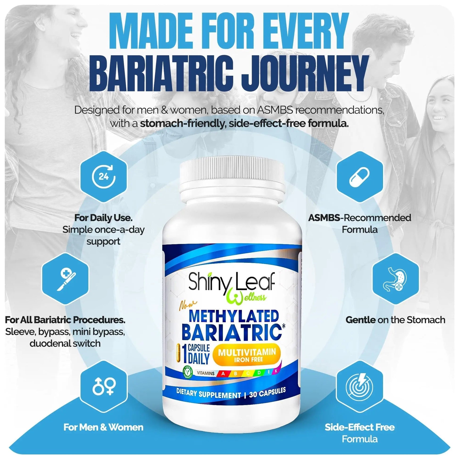 Shiny Leaf Methylated Bariatric Multivitamin Without Iron – Vitamins for Gastric Bypass & Sleeve, 1 Daily Capsule W Methylated Folate Shiny Leaf uk supplements