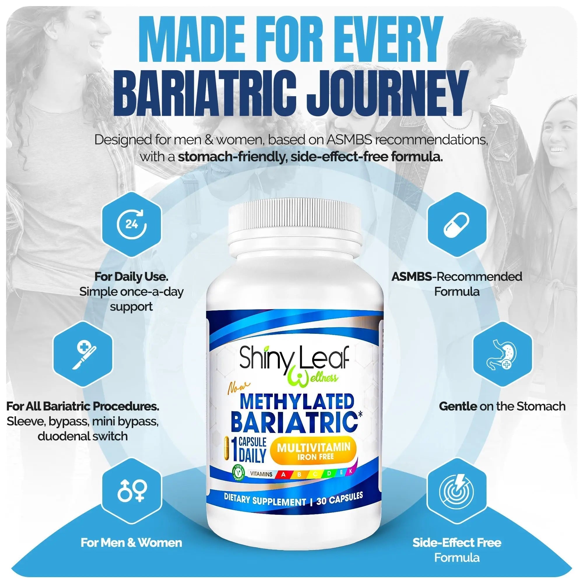 Shiny Leaf Methylated Bariatric Multivitamin Without Iron – Vitamins for Gastric Bypass & Sleeve, 1 Daily Capsule W Methylated Folate Shiny Leaf uk supplements