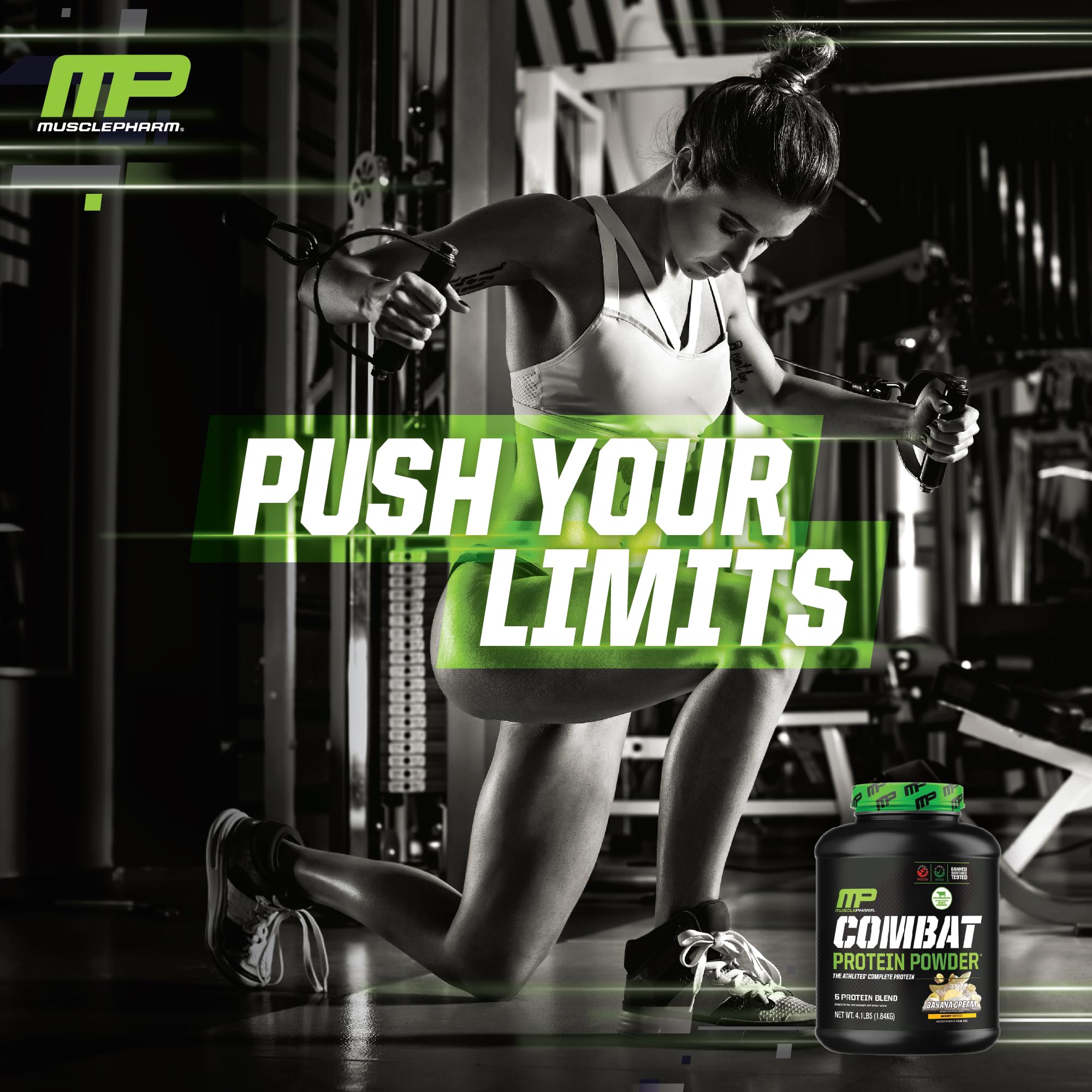 MusclePharm Combat Protein Powder, Banana Cream - 4 lb - Gluten Free - 52 Servings Muscle Pharm uk supplements