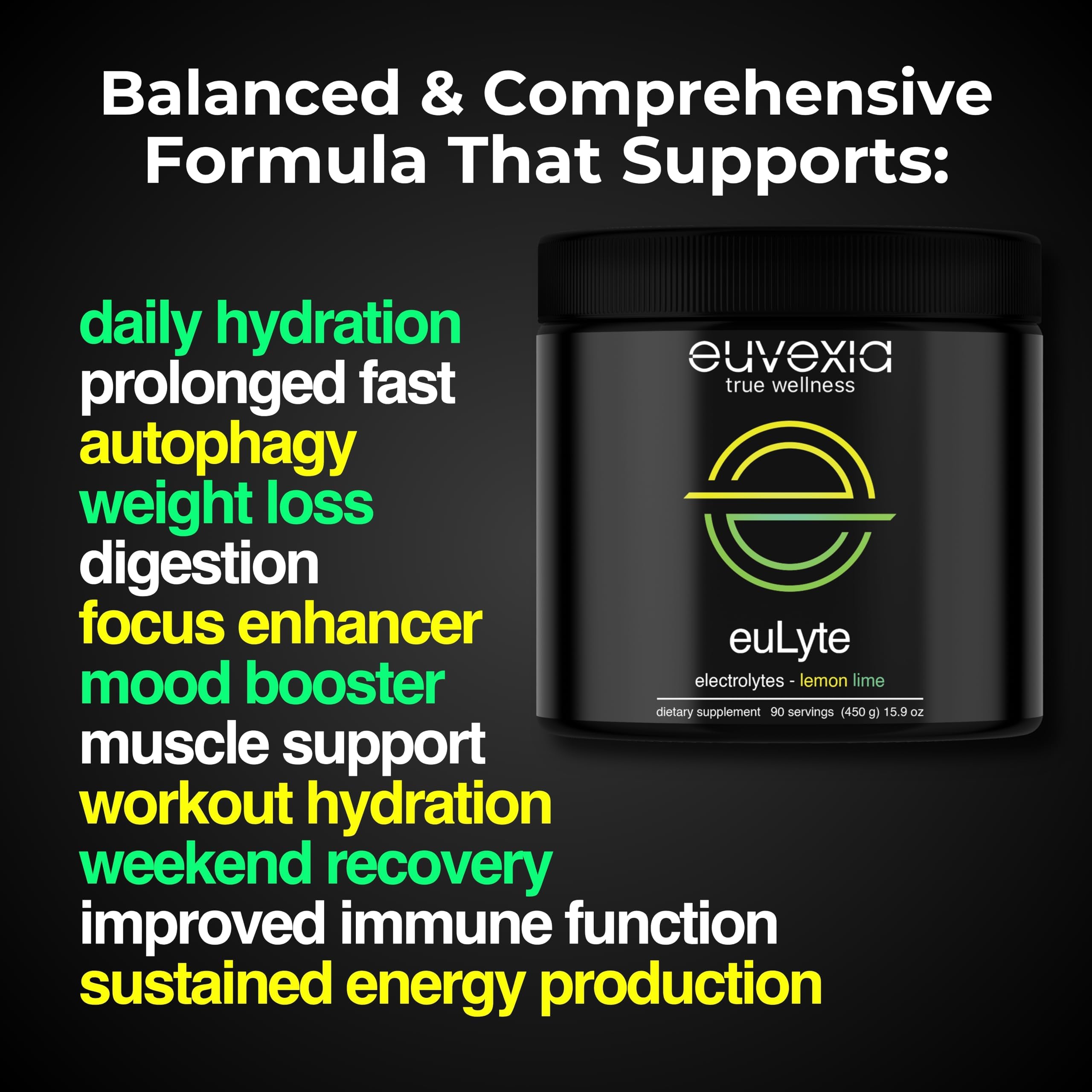 Dr Ekberg euLyte Instant Hydration Electrolytes Powder Zero Sugar Carb Calorie Lemon Lime Drink Mix • 80+ Minerals Magnesium Potassium Calcium Trace Minerals Euvexia uk supplements