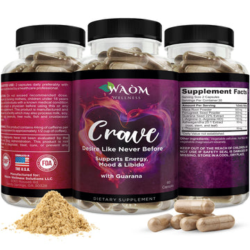 Waòm Wellness Crave – Women’s Desire Booster with Maca, Ashwagandha & L-Theanine – Natural Energy, Mood & Hormone Balance Support – 60 Vegan Capsules Waòm Wellness uk supplements