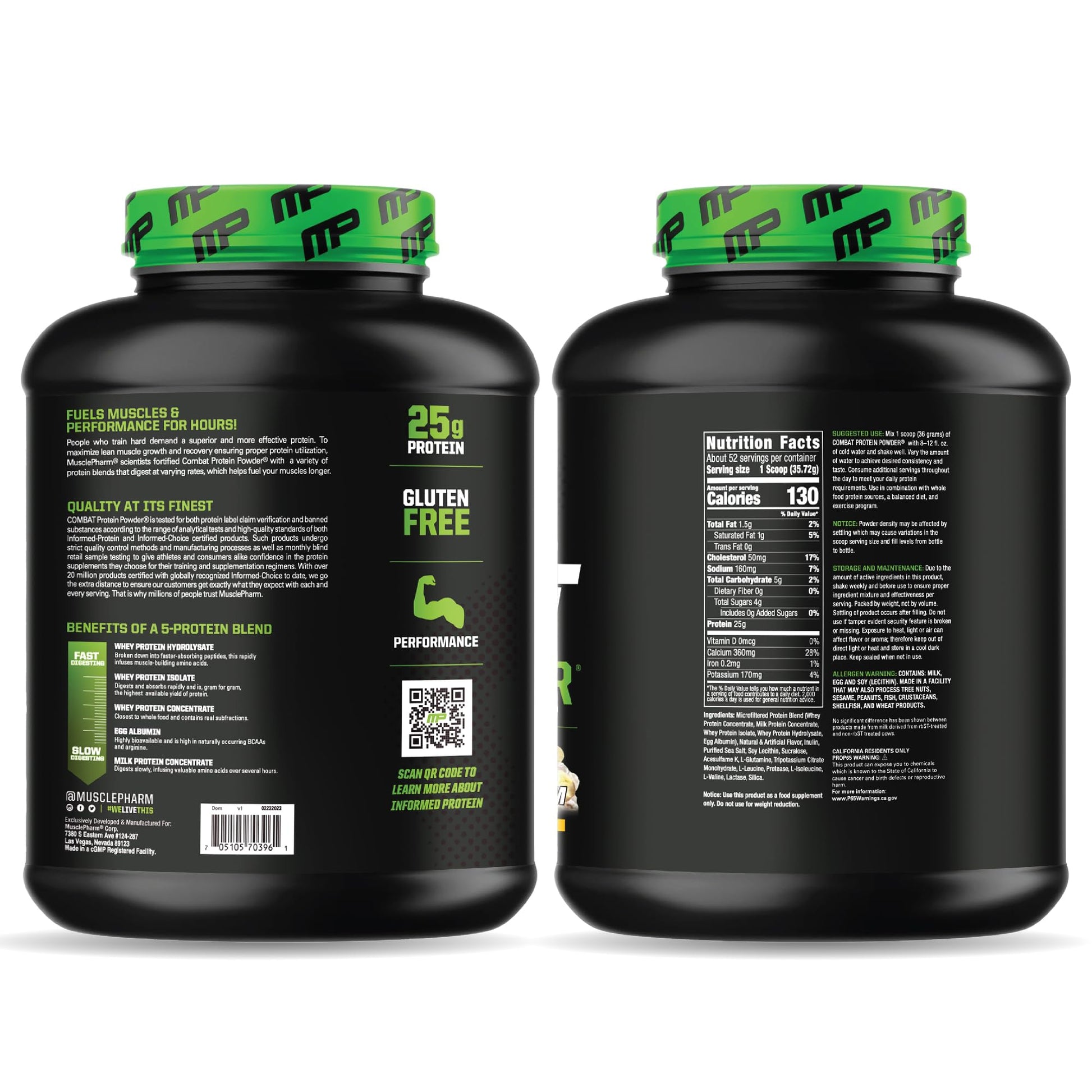 MusclePharm Combat Protein Powder, Banana Cream - 4 lb - Gluten Free - 52 Servings Muscle Pharm uk supplements