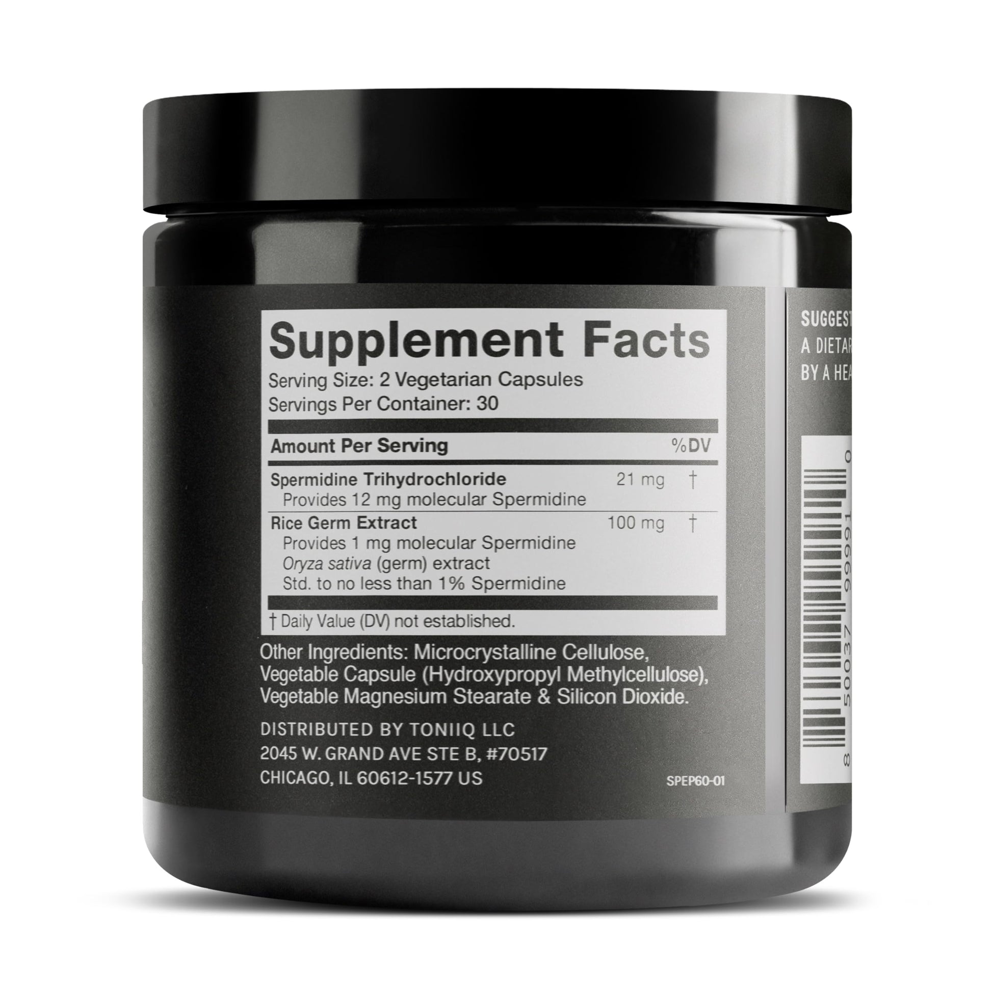 Toniiq 22mg Ultra Concentrated Spermidine Supplement -Spermidine Supplements for Men and Women - Rice Germ Extract and Trihydrochloride Complex Blend - 60 Vegetarian Capsules - 30 Servings Toniiq uk supplements