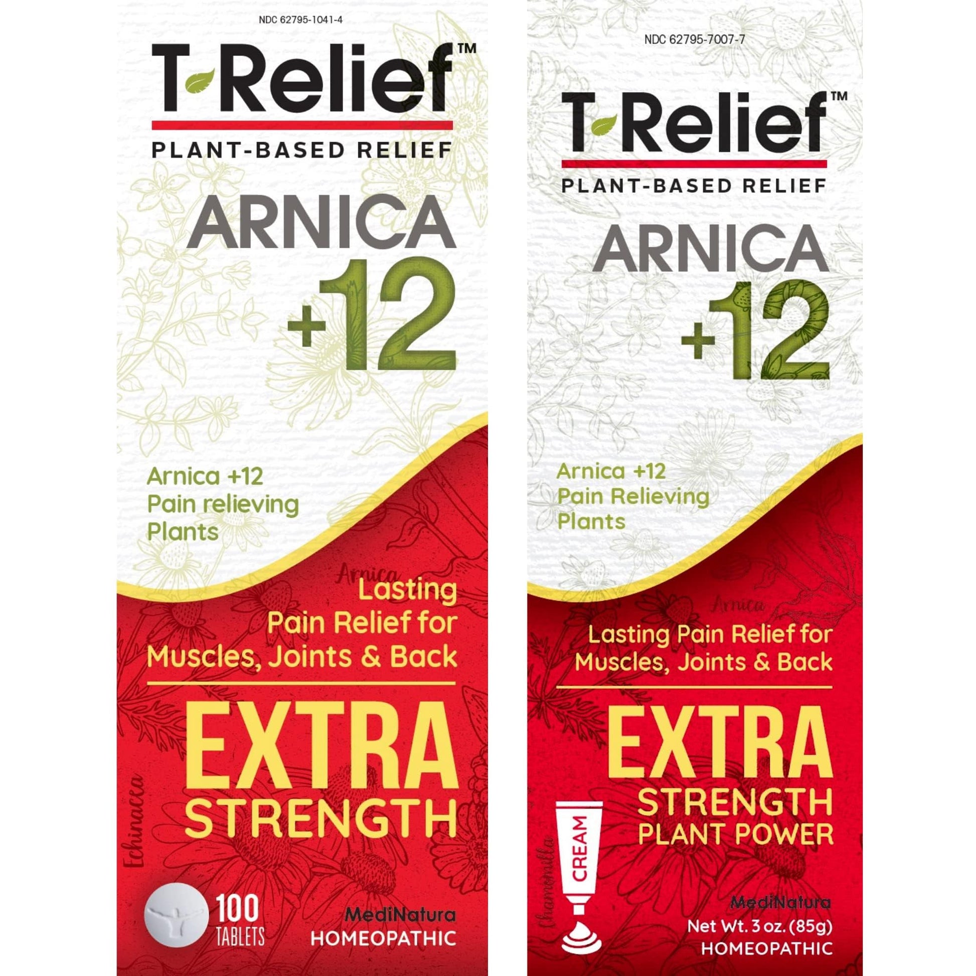MediNatura T-Relief Extra Strength Pain Relief Arnica +12 Plant-Based Pain Relievers 100ct Tablets T-Relief Extra Strength Pain Relief 3oz Cream Bundle MediNatura uk supplements