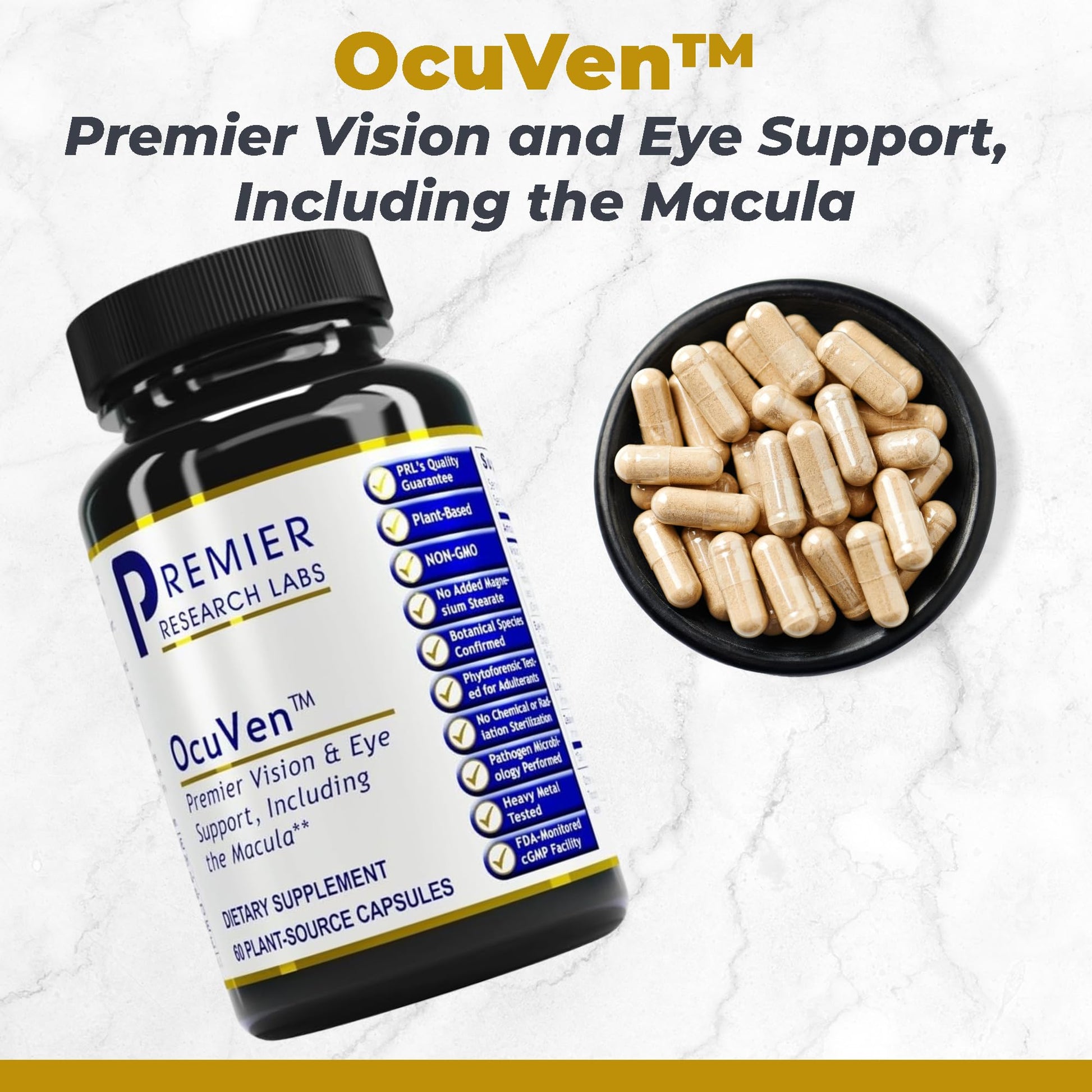 Premier Research Labs OcuVen - Lutein and Zeaxanthin Supplement, Eye Vitamins, Eye Health Supplements for Adults & Seniors, Vision Supplements, Macular Health, Eye Care - 60 Vegetarian Capsules Premier Research Labs uk supplements
