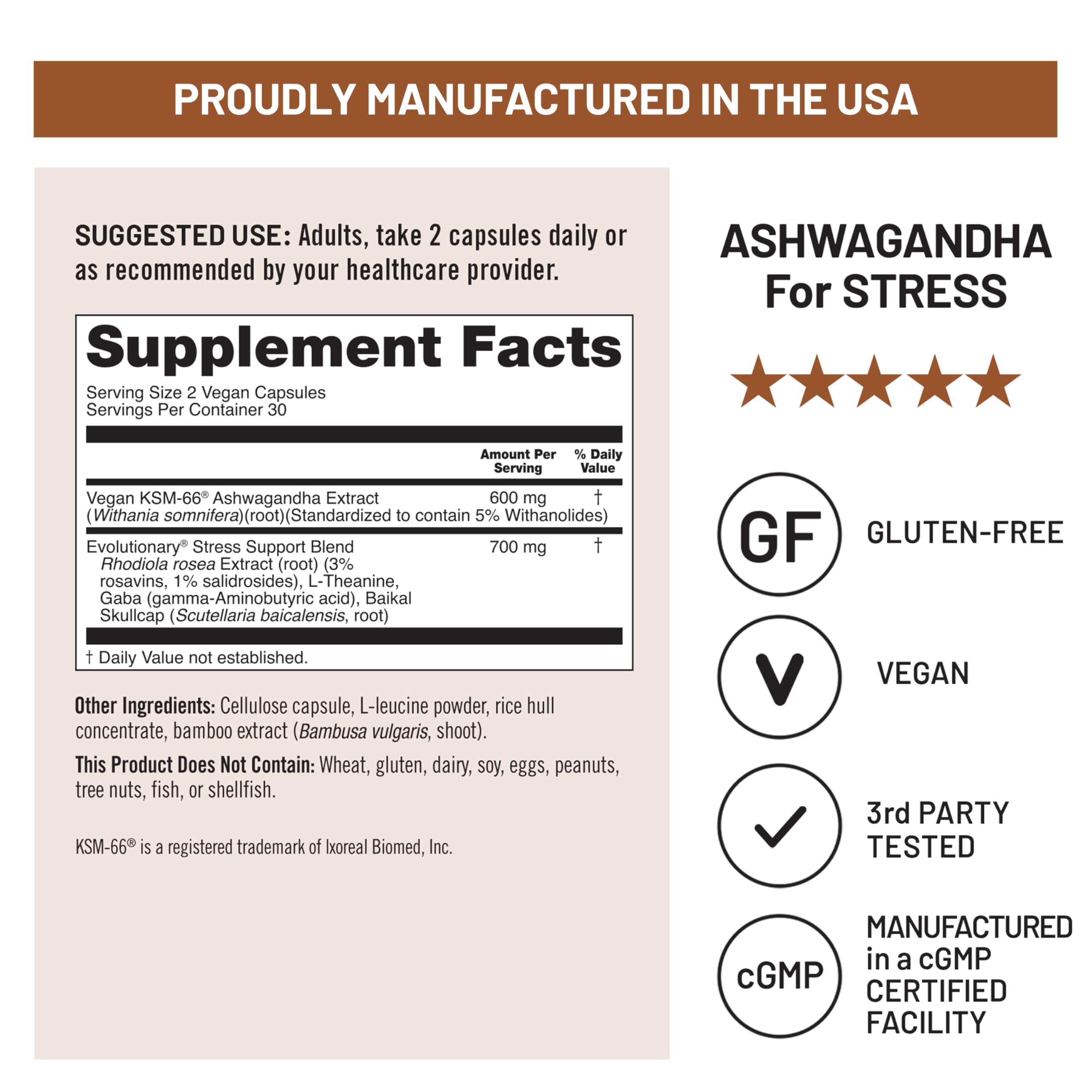 NatureWise Ashwagandha for Stress - With KSM-66 Extract, GABA, L-Theanine, Rhodiola Rosea - Herbal Mood & Sleep Support - Vegan, Non-GMO, Gluten-Free - 60 Capsules[1-Month Supply] NatureWise uk supplements