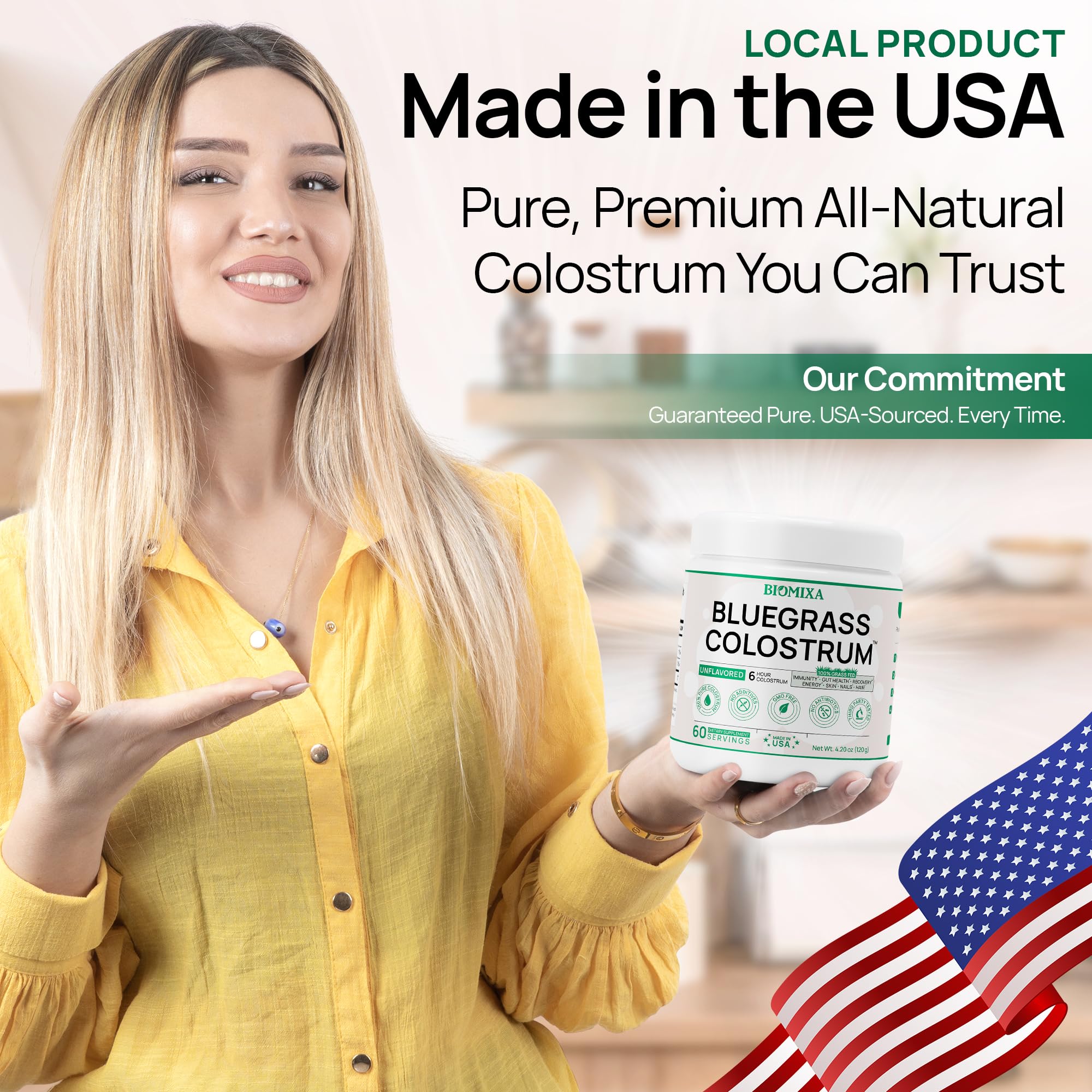 Bovine Colostrum Supplement - 100% Pure Whole Colostrum Powder - Grass-Fed, Unflavored, No Additives, Gut & Immune Support, Natural IgG, 60 Servings - Made in USA Bluegrass Colostrum uk supplements