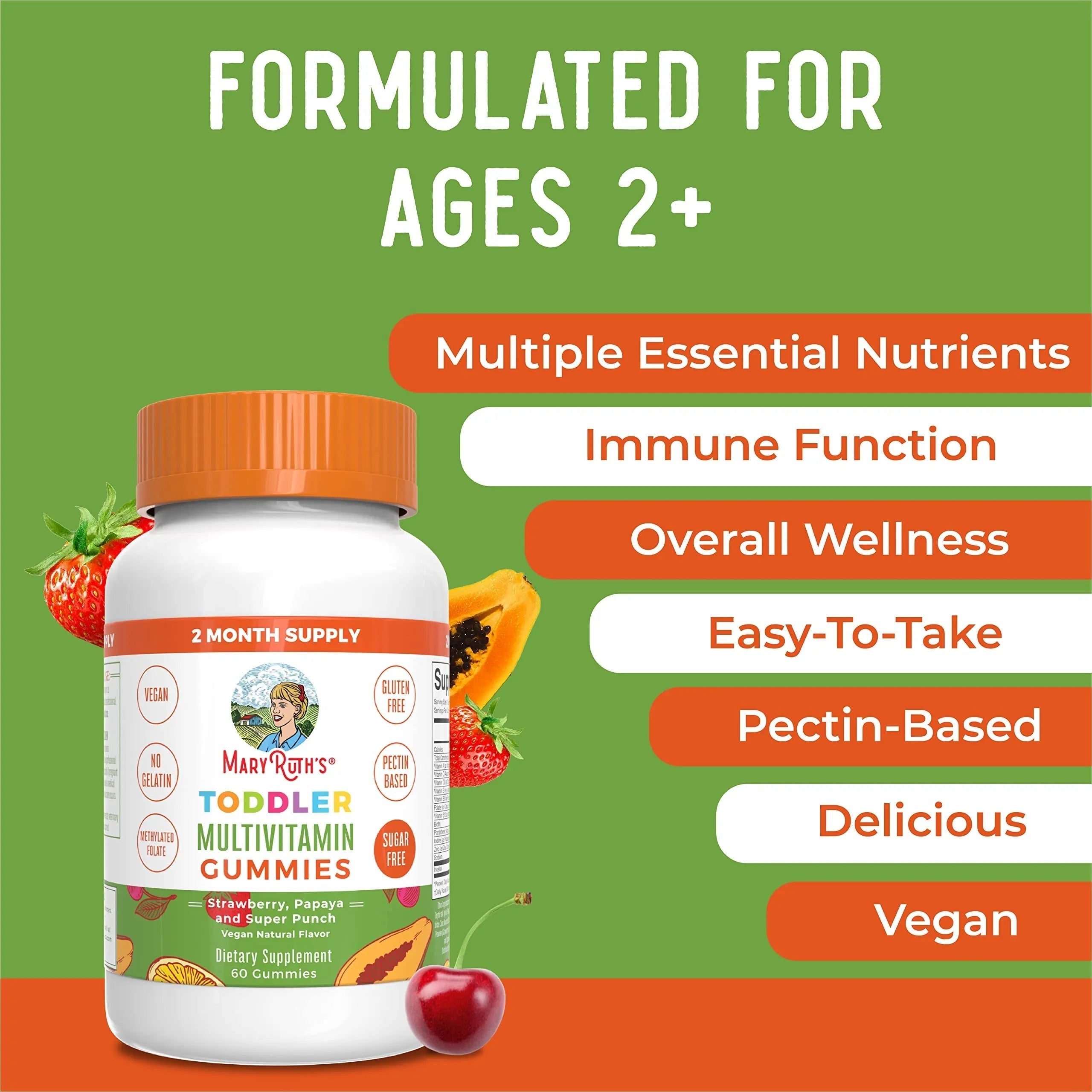 MaryRuth Organics Sugar Free Vitamin Gummies for Kids Age 2 | 2 Month Supply Multivitamin with Vitamin C, D3, Zinc | 1 Gummy Per Day | Toddler Vitamins MaryRuth Organics uk supplements