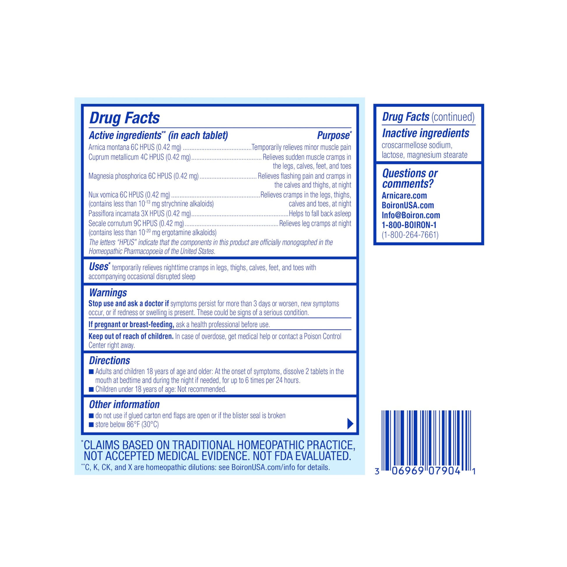 Boiron Arnicare Leg Cramps PM for Nighttime Relief from Cramping and Stiffness in Feet or Calves - 60 Tablets Boiron uk supplements