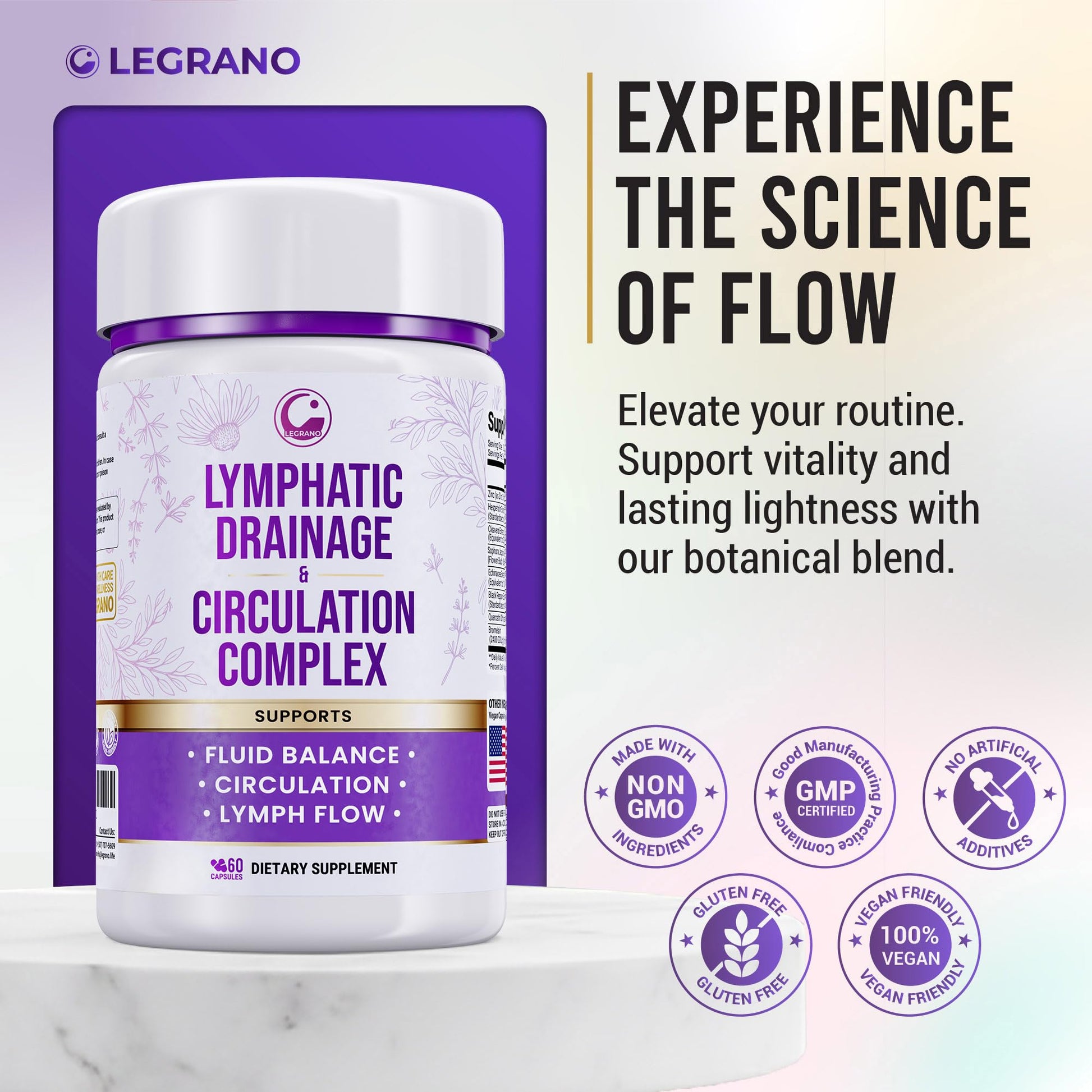 Advanced Lymphatic Drainage Supplements – Lymphatic Cleanse & Lymph System Support with Hesperidin, Rutin, Quercetin with Bromelain – Herbal Lymphatic Support Formula – 60 Capsules LEGRANO uk supplements