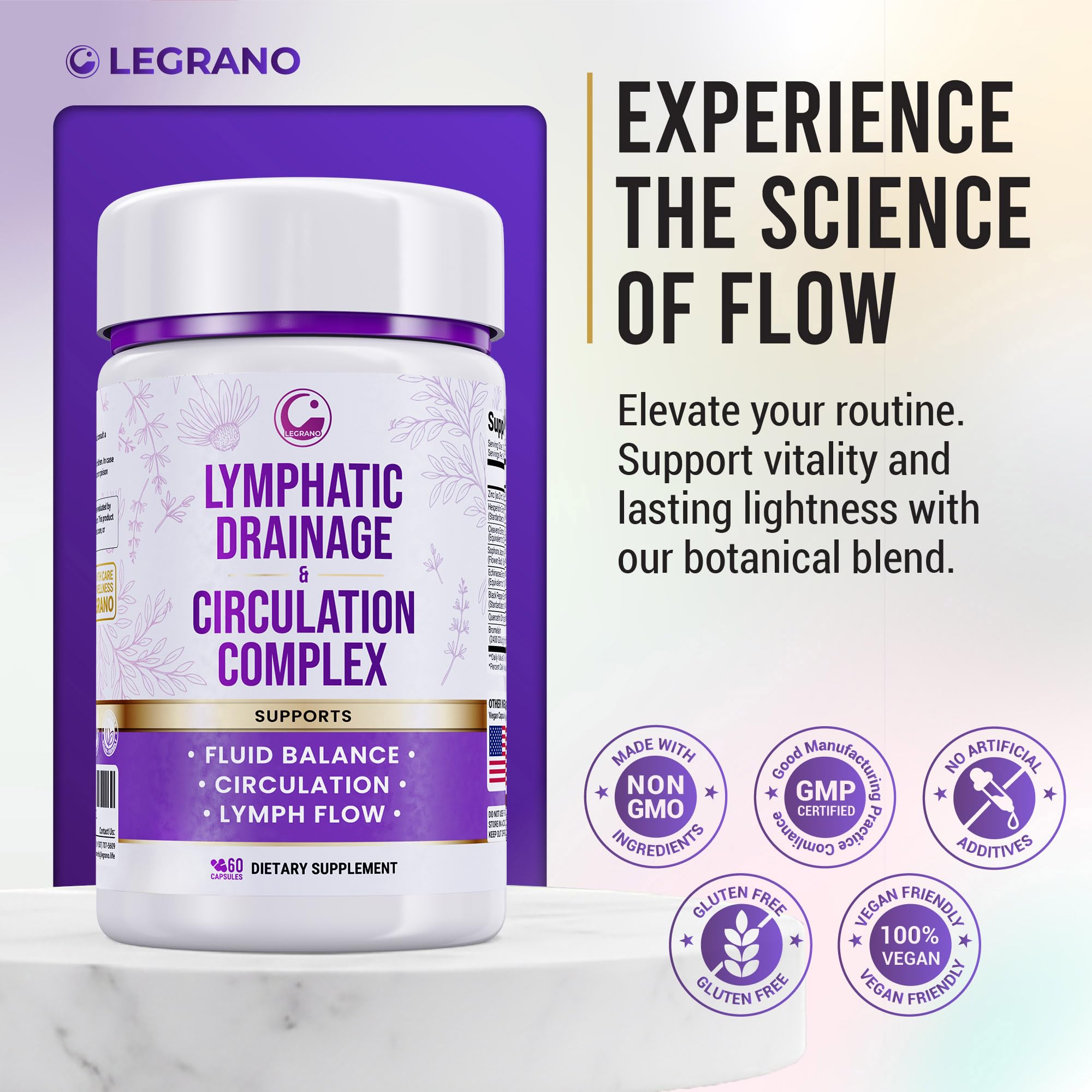 Advanced Lymphatic Drainage Supplements – Lymphatic Cleanse & Lymph System Support with Hesperidin, Rutin, Quercetin with Bromelain – Herbal Lymphatic Support Formula – 60 Capsules LEGRANO uk supplements