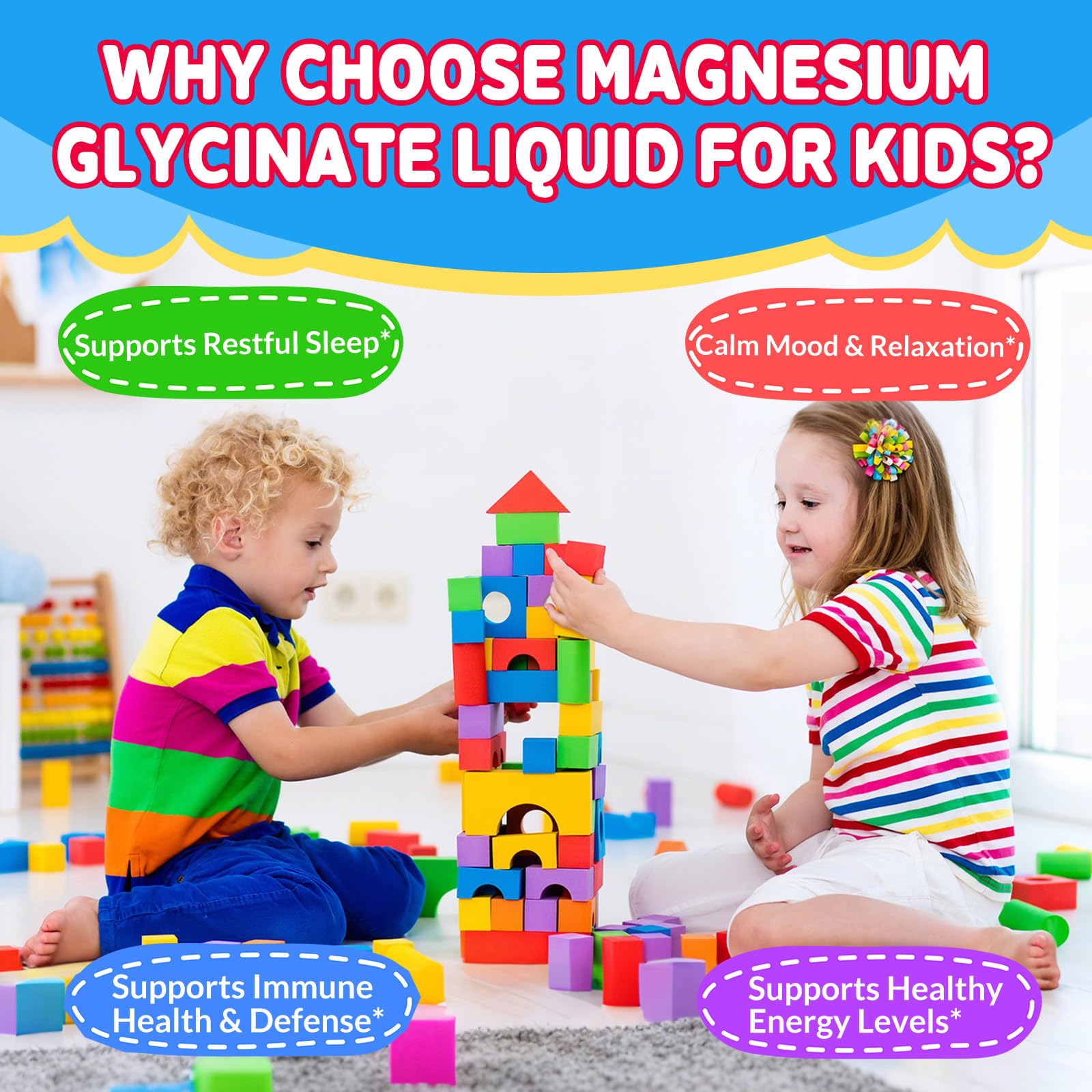 Kids Magnesium Glycinate Liquid Drops‌ – with L-Theanine, Omega-3, Vitamins B6 & D3, Zinc & Calcium – for Sleep Support, Relaxation, Focus & Brain, Bones – Strawberry Flavor, 2 Fl Oz GZ HAOYUAN uk supplements