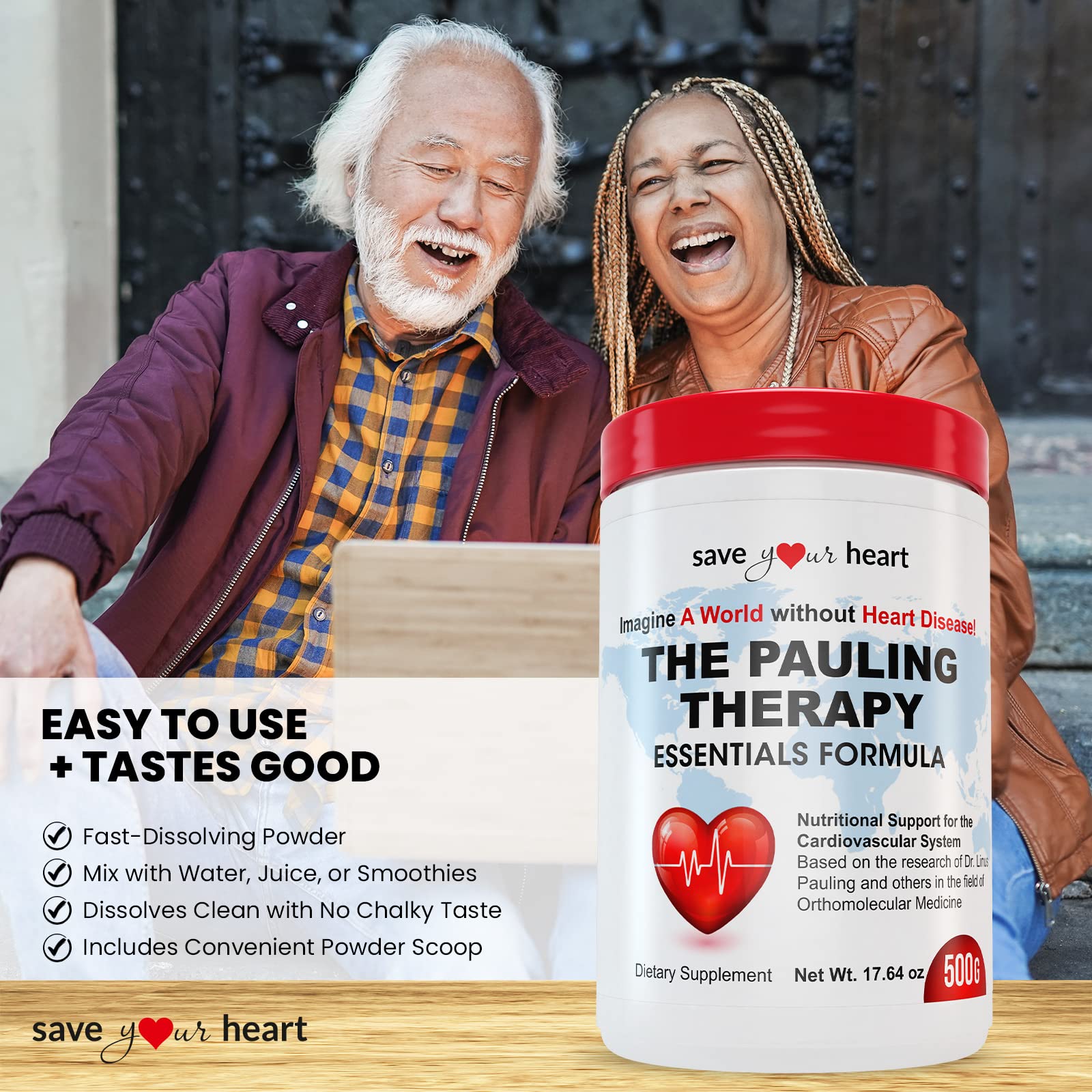 SAVE YOUR HEART Cardio Heart Health Powder Supplement - The Pauling Therapy Essentials Formula (PTEF) Healthy Vitamin C, B-12, L-Lysine, L-Arginine, Magnesium, Zinc + Vitamins, Minerals & Antioxidants SAVE YOUR HEART uk supplements