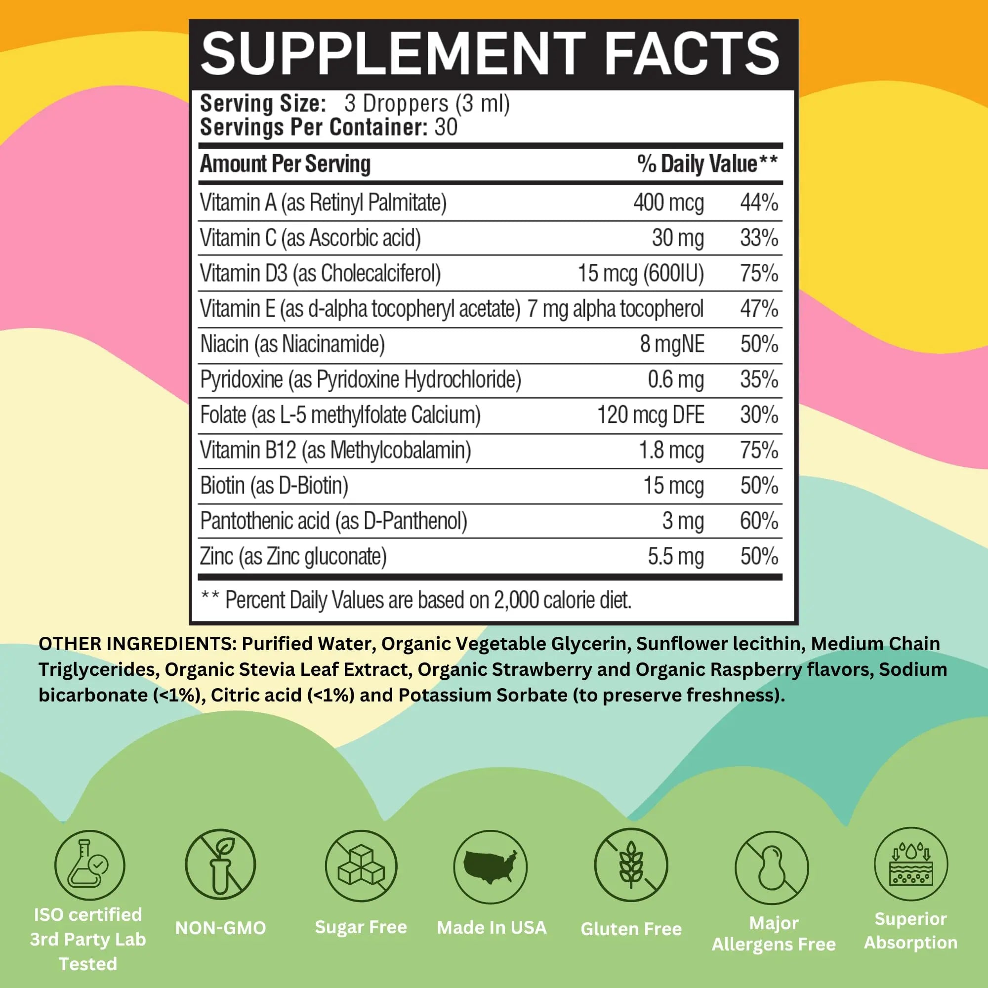 Vitaminally Liposomal Kids Liquid Multivitamin | Non-GMO | Clean | Sugar Free | Gluten Free | Organic Berry Flavors | Vitaminally uk supplements