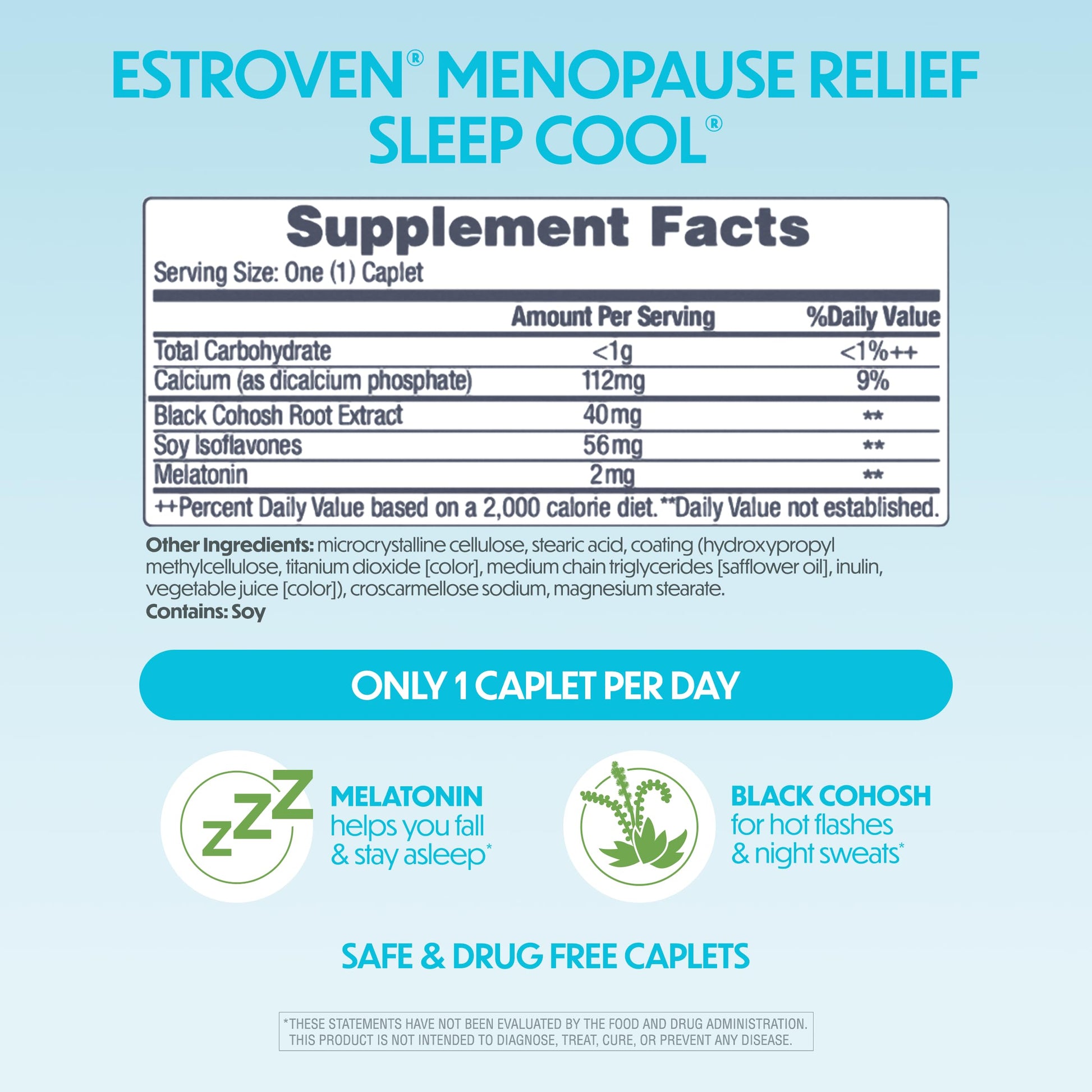 Estroven Sleep Cool for Menopause Relief, 30 Ct, Sleep Support Supplement With Clinically Proven Ingredients to Relieve Menopause Symptoms plus Night Sweats & Hot Flash Relief, Drug-No & Gluten-No Estroven uk supplements