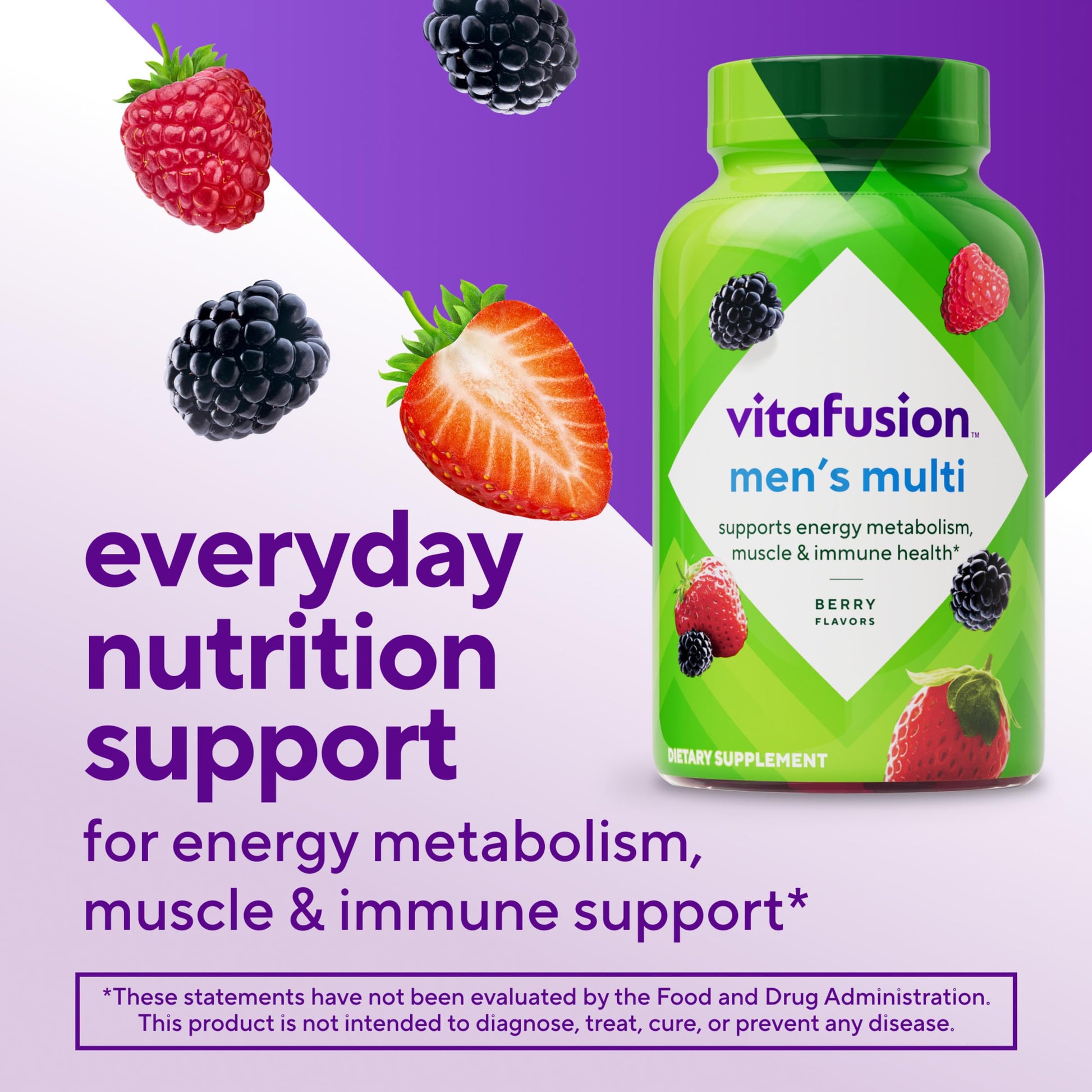 vitafusion Adult Gummy Vitamin Supplement for Men, Berry Flavored, A, C, D, E, B6, B12, Daily, 120 Count, 60 Day Supply Vitafusion uk supplements
