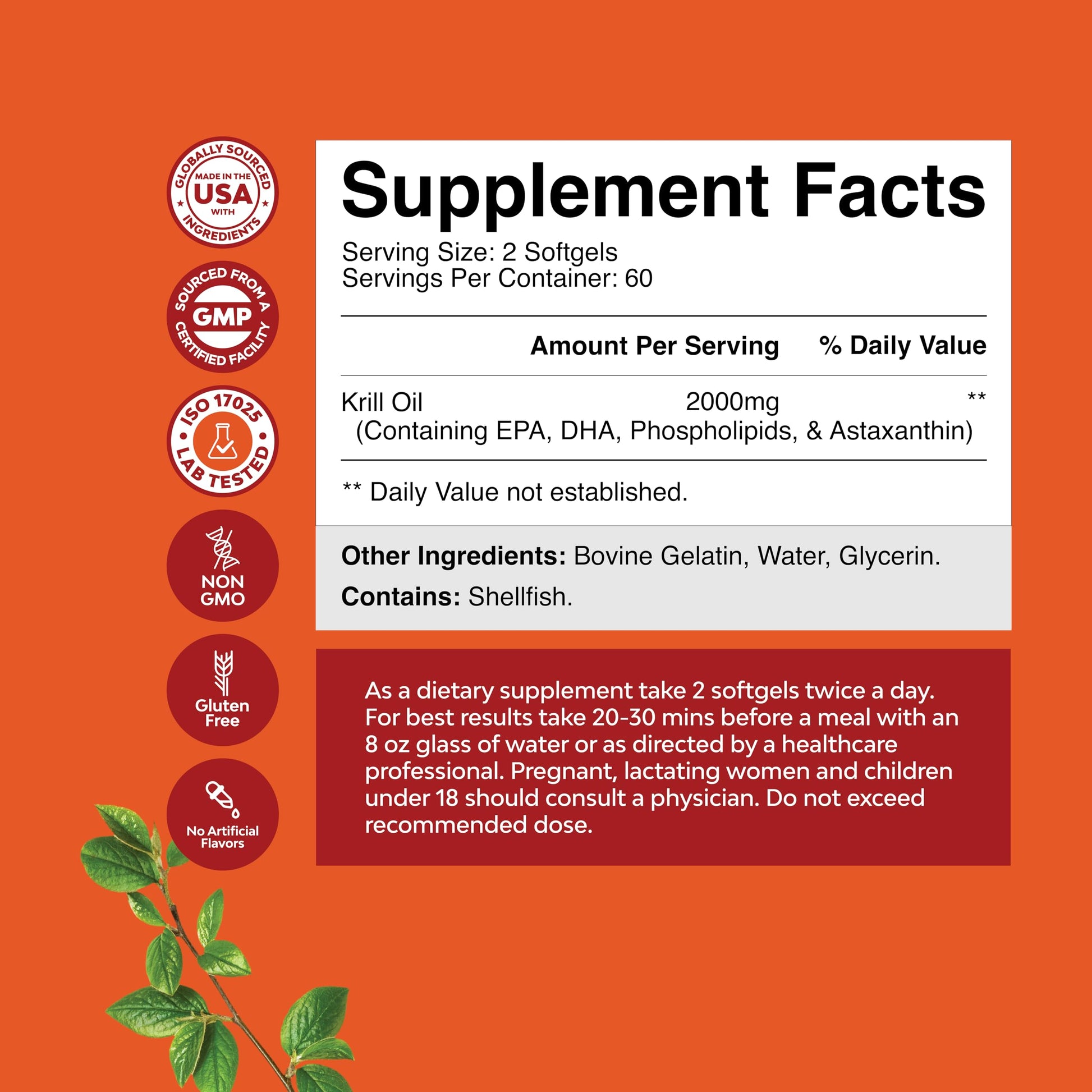 Antarctic Krill Oil 2000mg Softgels Per Serving - Omega 3 Krill Oil Supplement Natures Craft uk supplements