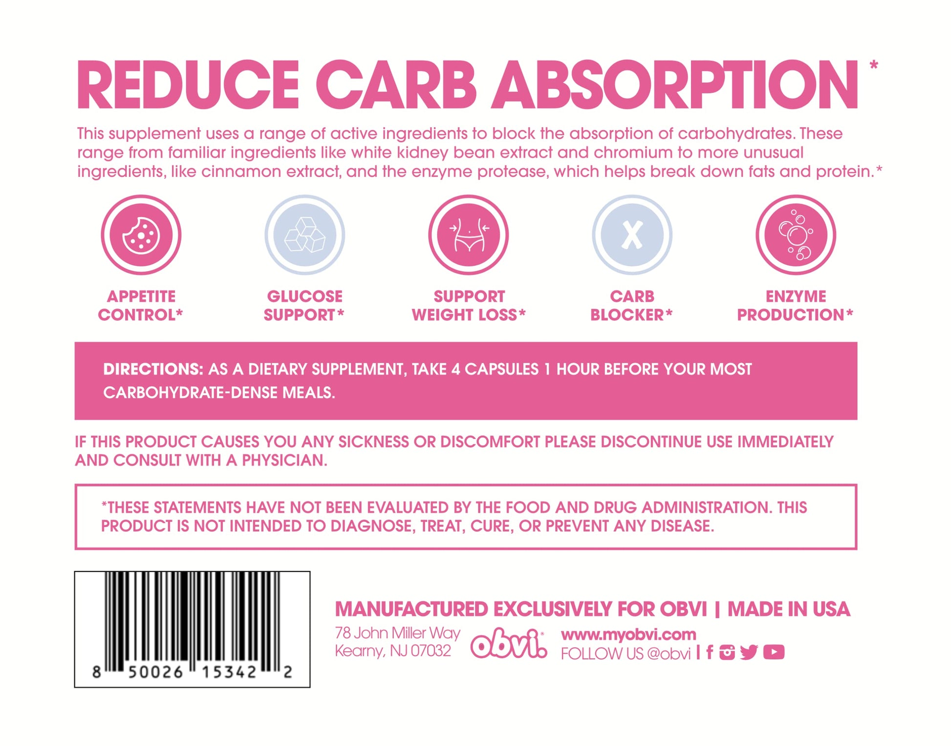 Obvi Guilt Free Carb Blocker, Block Carb Absorption, Support Weight Loss, Healthier Nails Obvi uk supplements
