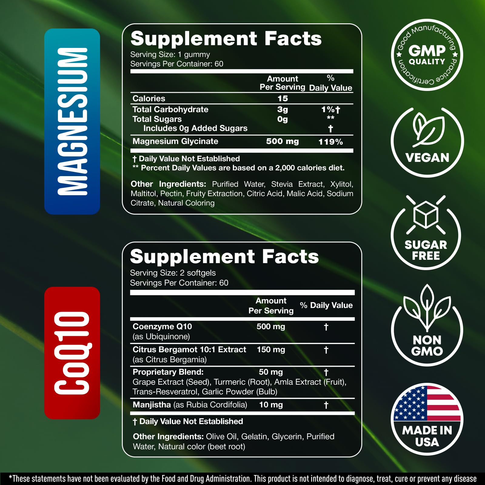 CoQ10 500mg + Magnesium Glycinate Gummies Bundle – High Absorption Coenzyme Q10 120 Softgels & 60 Sugar-Free Sleep Gummies – Heart, Energy & Mood Support – Enhanced Formula, USA Made JOYLI Nutrition uk supplements