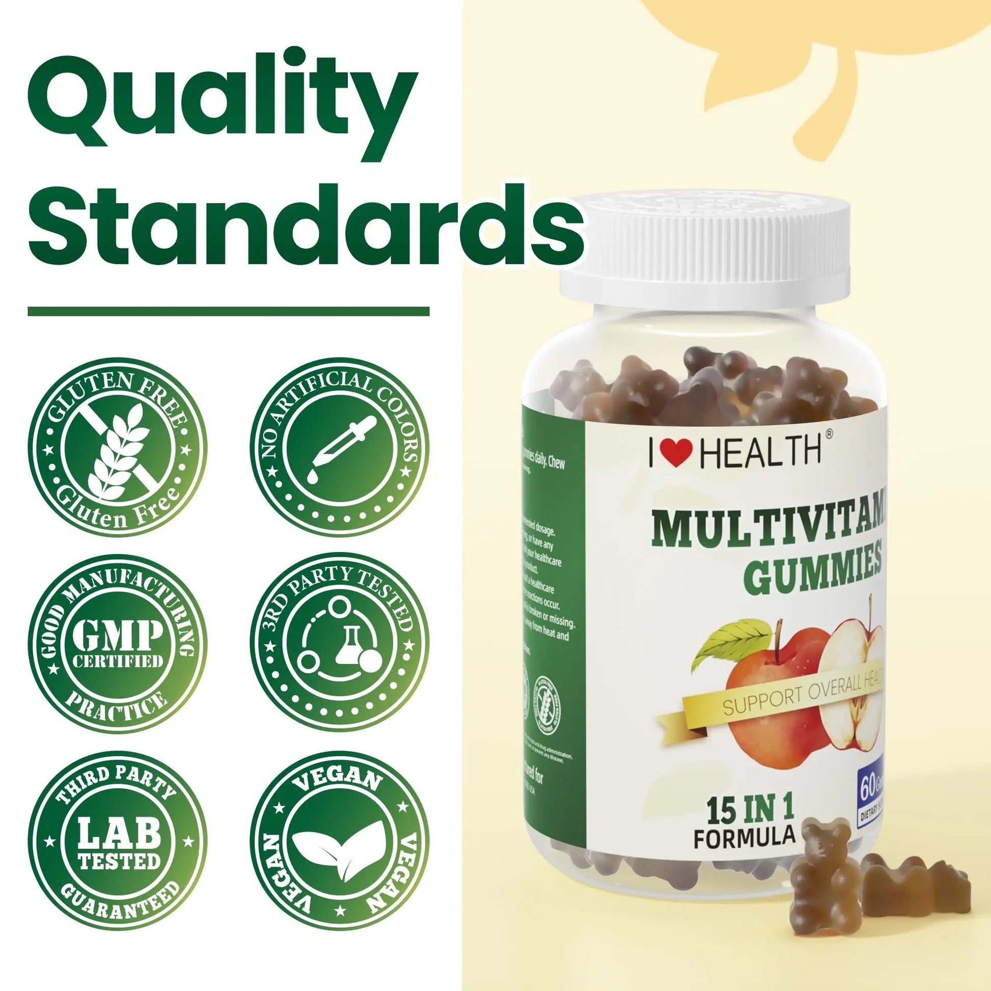 I LOVE HEALTH® 15-in-1 Multivitamin Gummies for Adults & Kids - Enhanced Formula with Vitamin A, C, D3, E, B12, Zinc, Magnesium & More I LOVE HEALTH uk supplements