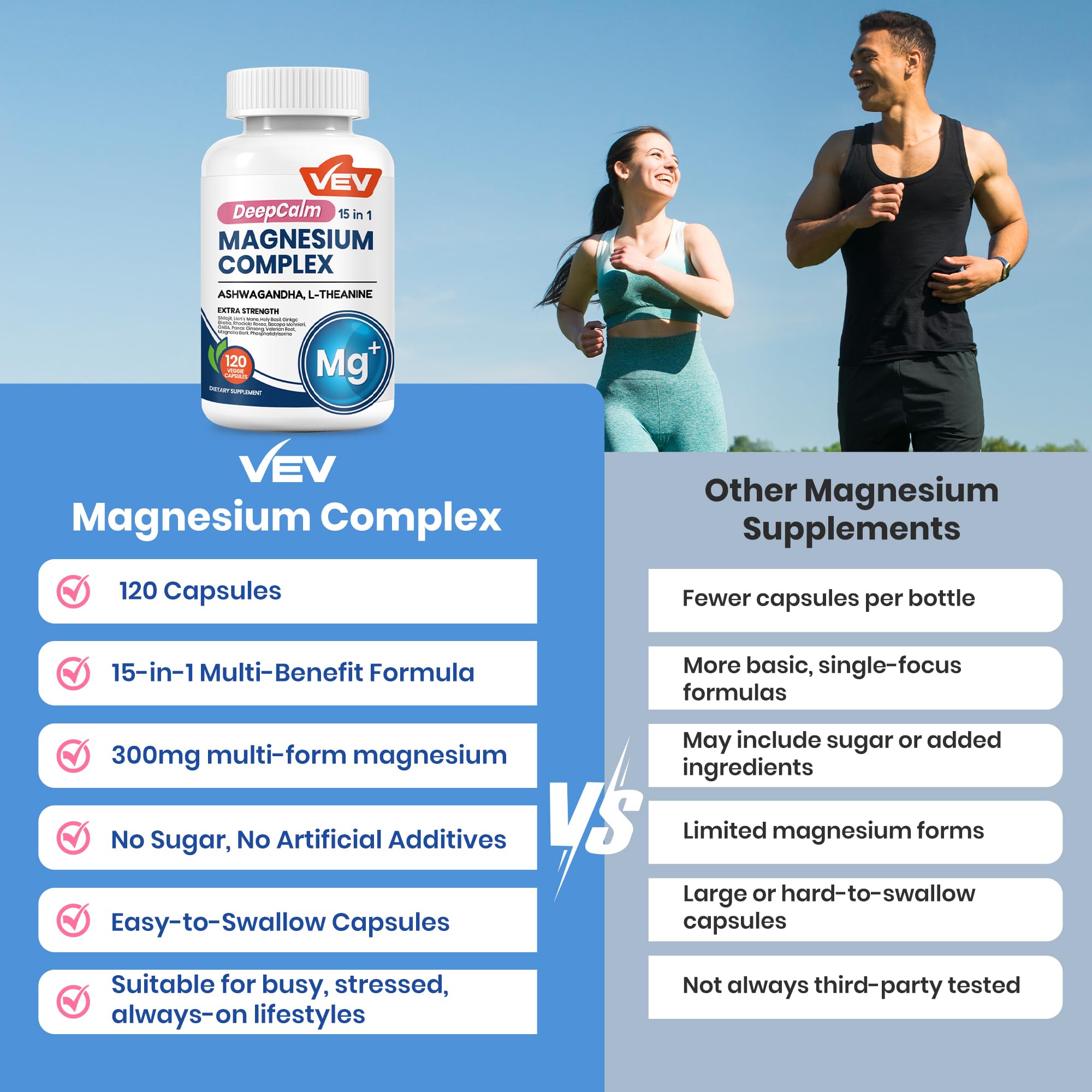 VEV DeepCalm Magnesium Complex for Women – 15-in-1 Glycinate & Citrate Capsules with Ashwagandha & L-Theanine – 120 Vegan Capsules VEV uk supplements
