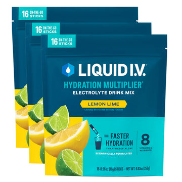 Liquid I.V.® Hydration Multiplier - Lemon Lime | Electrolyte Powder Drink Mix | 3 Pack (48 Servings) Liquid I.V. uk supplements