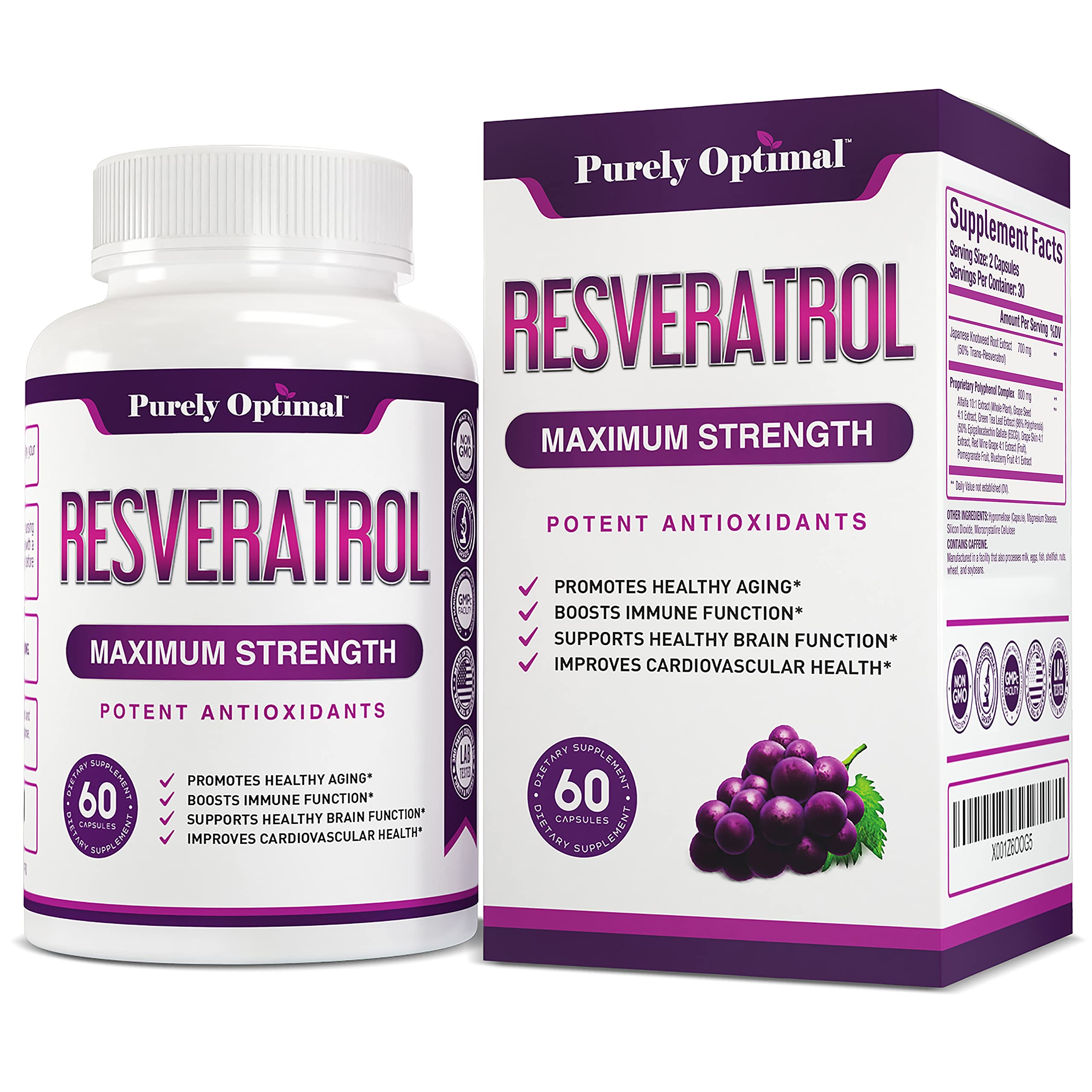 Premium Resveratrol Supplement 1500mg - Max Strength, Trans Resveratrol Capsules Purely Optimal uk supplements