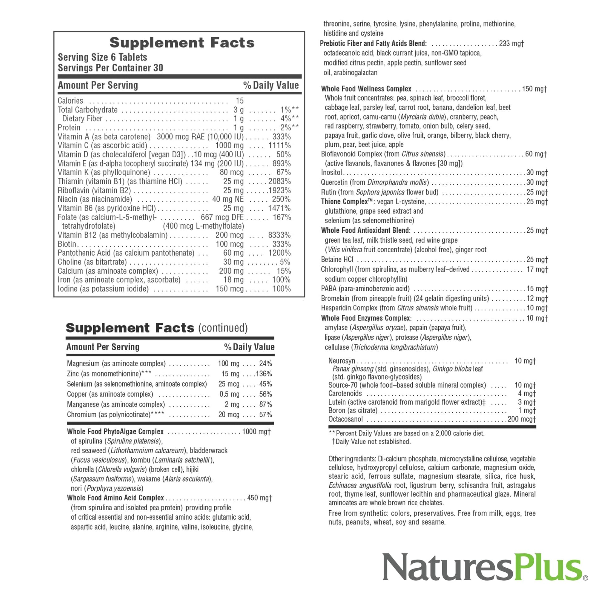 NaturesPlus Ultra Source of Life Multivitamin - 180 Mini-Tablets - with Whole Foods, Herbs, Lutein & Enzymes - Vegetarian, Gluten Free - 30 Servings NaturesPlus uk supplements