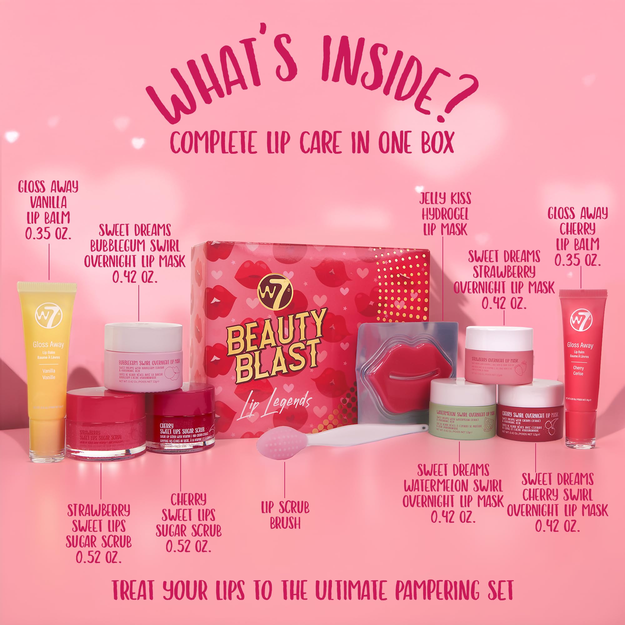 W7 Beauty Blast Lip Legends Sweet Dreams Lip Care Set - Lip Masks, Scrubs, Balms and More – Exclusive W7 Sweet Dreams Flavors Included W7 uk supplements