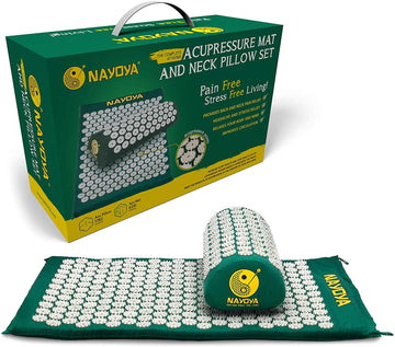NAYOYA Neck and Back Pain Relief - Acupressure Mat and Neck Pillow Set - Relieves Stress and Sciatic Pain NAYOYA uk supplements