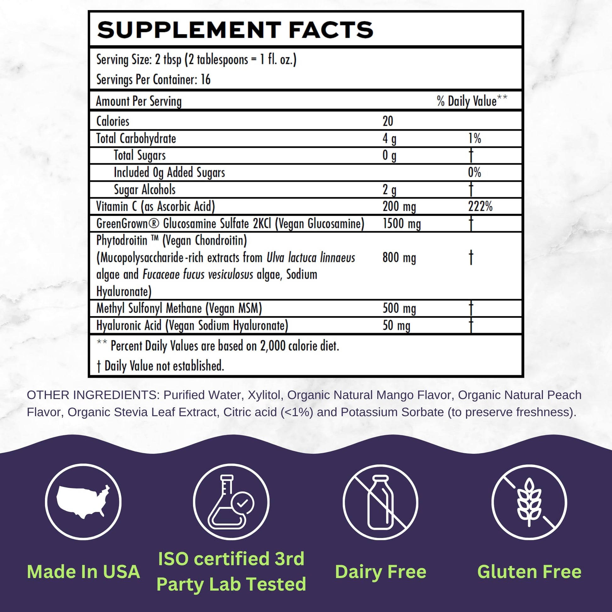 Joint Nourish – 100% Vegan Liquid Joint Supplement | Vegan Glucosamine, Chondroitin, MSM, Hyaluronic Acid & Vitamin C | Mango-Peach | Supports Joint Mobility, Cartilage & Skin | Sugar-Free,16 Servings Vitaminally uk supplements
