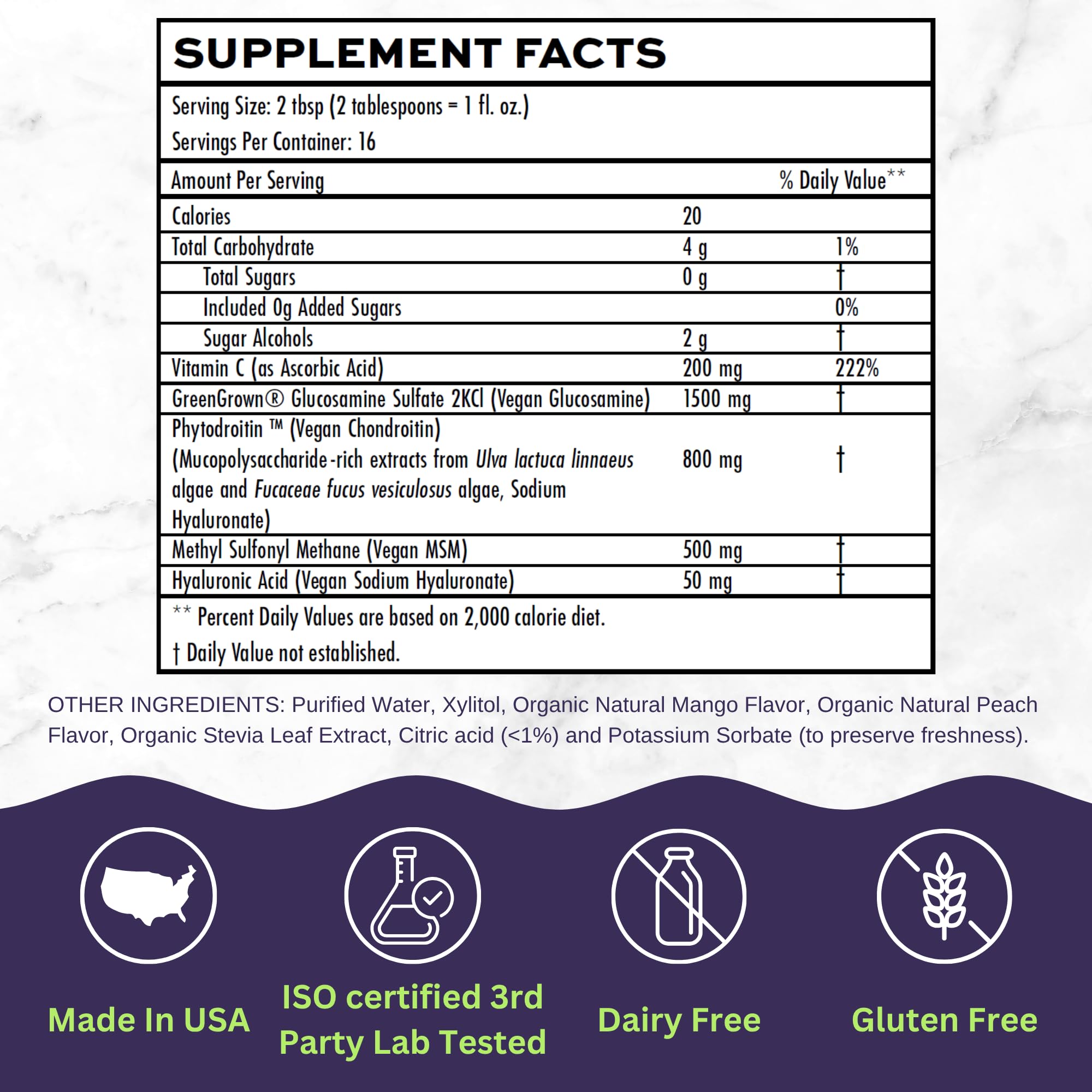Joint Nourish – 100% Vegan Liquid Joint Supplement | Vegan Glucosamine, Chondroitin, MSM, Hyaluronic Acid & Vitamin C | Mango-Peach | Supports Joint Mobility, Cartilage & Skin | Sugar-Free,16 Servings Vitaminally uk supplements