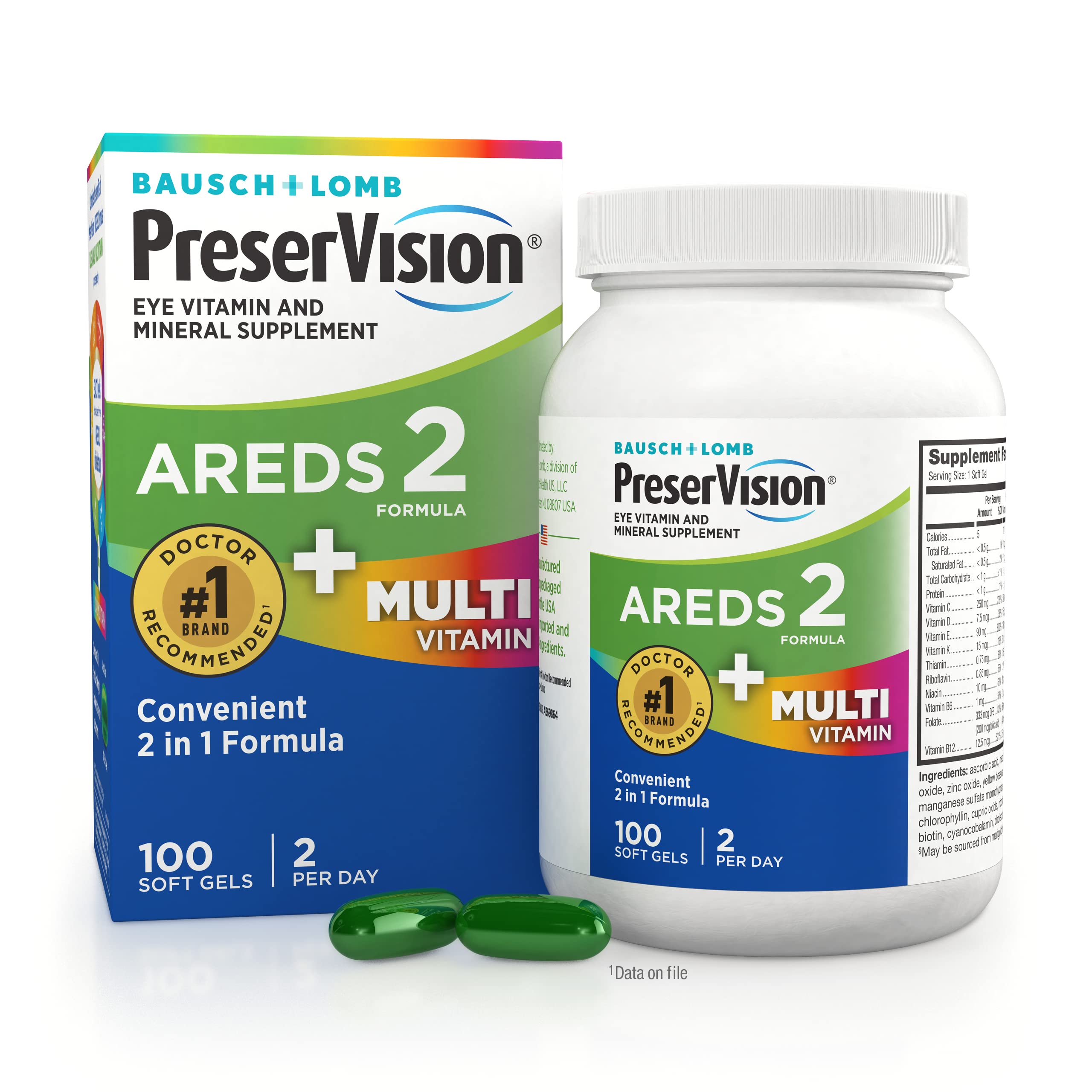 PreserVision AREDS 2 + Multivitamin, #1 Eye Doctor Recommended Brand, 2-in-1 Eye Vitamin with Lutein, Zeaxanthin, Zinc, and Vitamin C, D & E, 100 Softgels PreserVision uk supplements