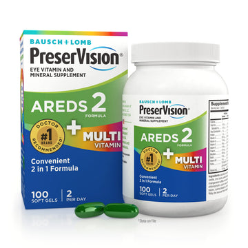 PreserVision AREDS 2 + Multivitamin, #1 Eye Doctor Recommended Brand, 2-in-1 Eye Vitamin with Lutein, Zeaxanthin, Zinc, and Vitamin C, D & E, 100 Softgels PreserVision uk supplements