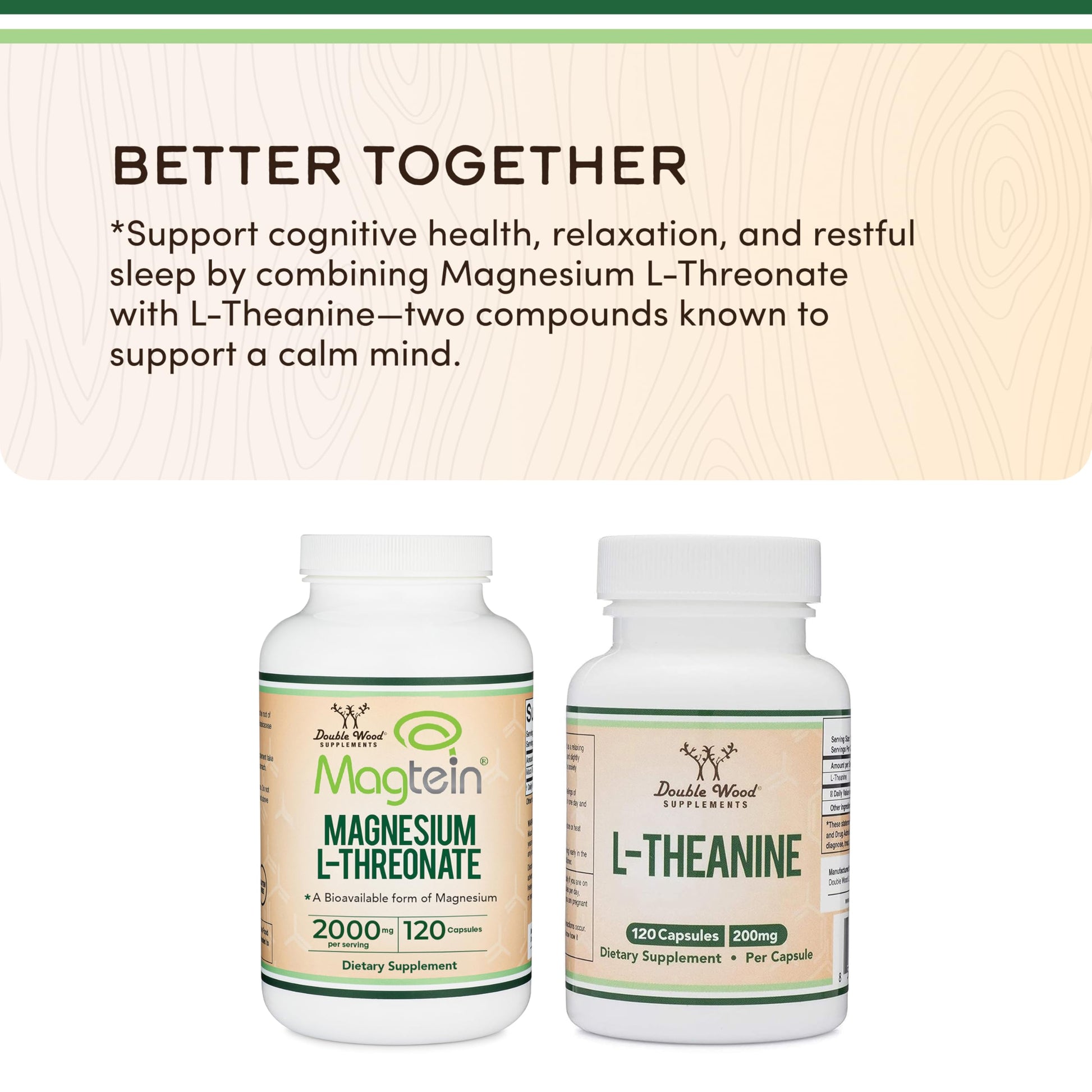 Magnesium L Threonate, Magtein, Sleep and Cognitive Support – High Absorption – Most Bioavailable Form of Magnesium – 2,000 mg – 120 Capsules Double Wood Supplements uk supplements
