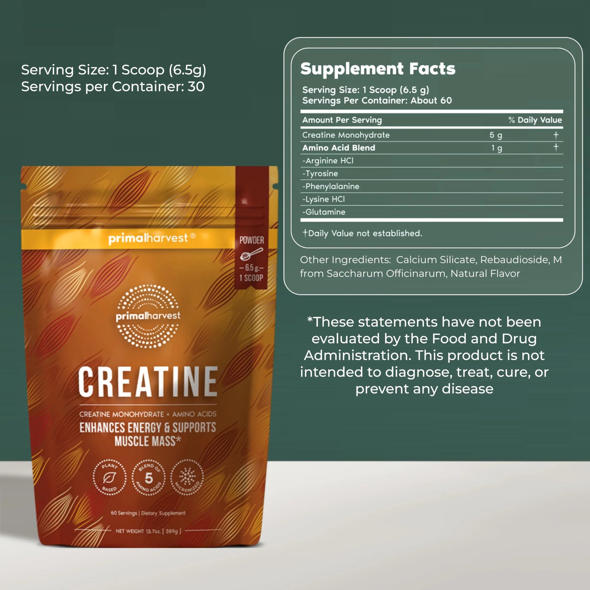 Primal Harvest Creatine Powder Supplement for Men and Women's Fitness, Workouts, and Muscle Growth, to Help Promote Recovery, Strength, Energy, and Endurance (1) Primal Harvest uk supplements