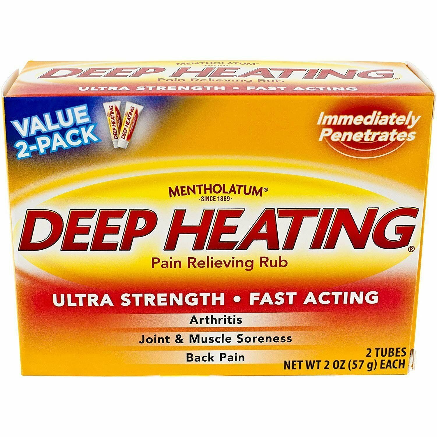 Mentholatum Deep Heating Pain Relieving Rub, Ultra Strength, 2 Tubes each, Pack of 5 Mentholatum uk supplements