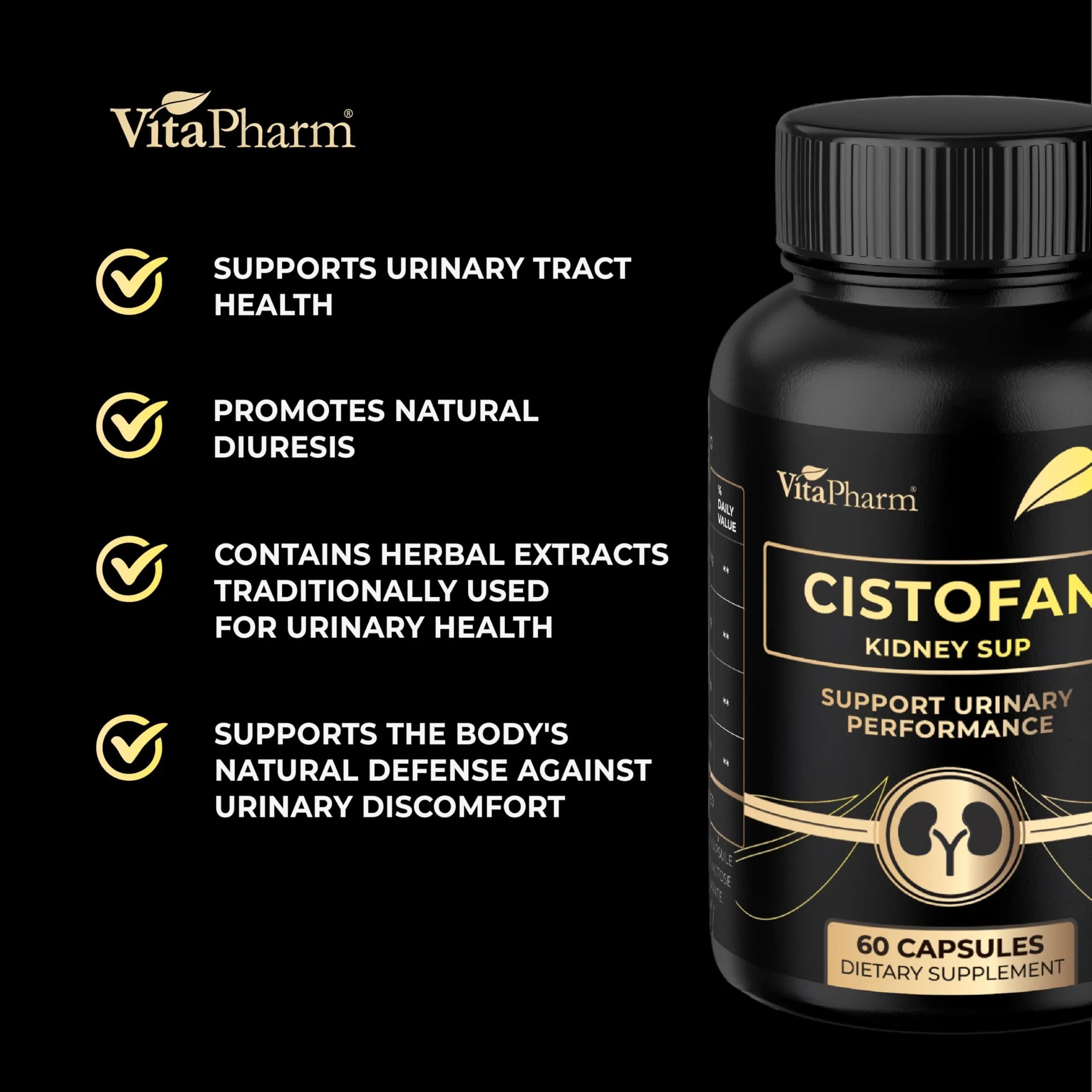 CISTOFAN Kidney Support Supplement – Herbal Formula with Java Tea, Birch Leaf, Parsley & Cranberry – Supports Urinary Tract & Kidney Function – Natural Diuresis – 60 Capsules – Non-GMO – Made in EU VitaPharm uk supplements