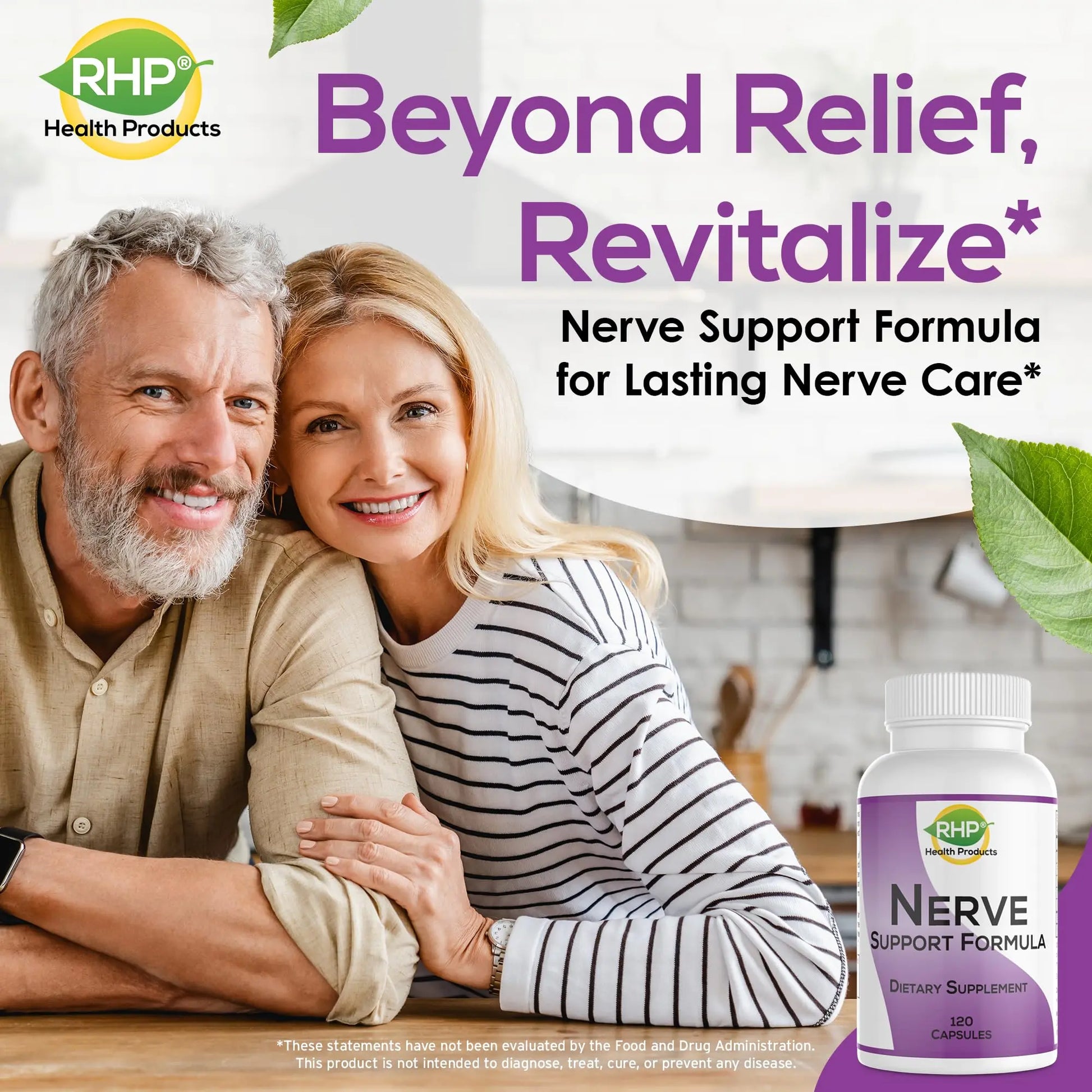 RHP Nerve Support Formula. Nutritional Support of Neuropathy, Nerve Relief from Aches, Nerve Pain & Discomfort. B-Complex with Benfotiamine and Methyl B12. 120 Capsules RHP uk supplements