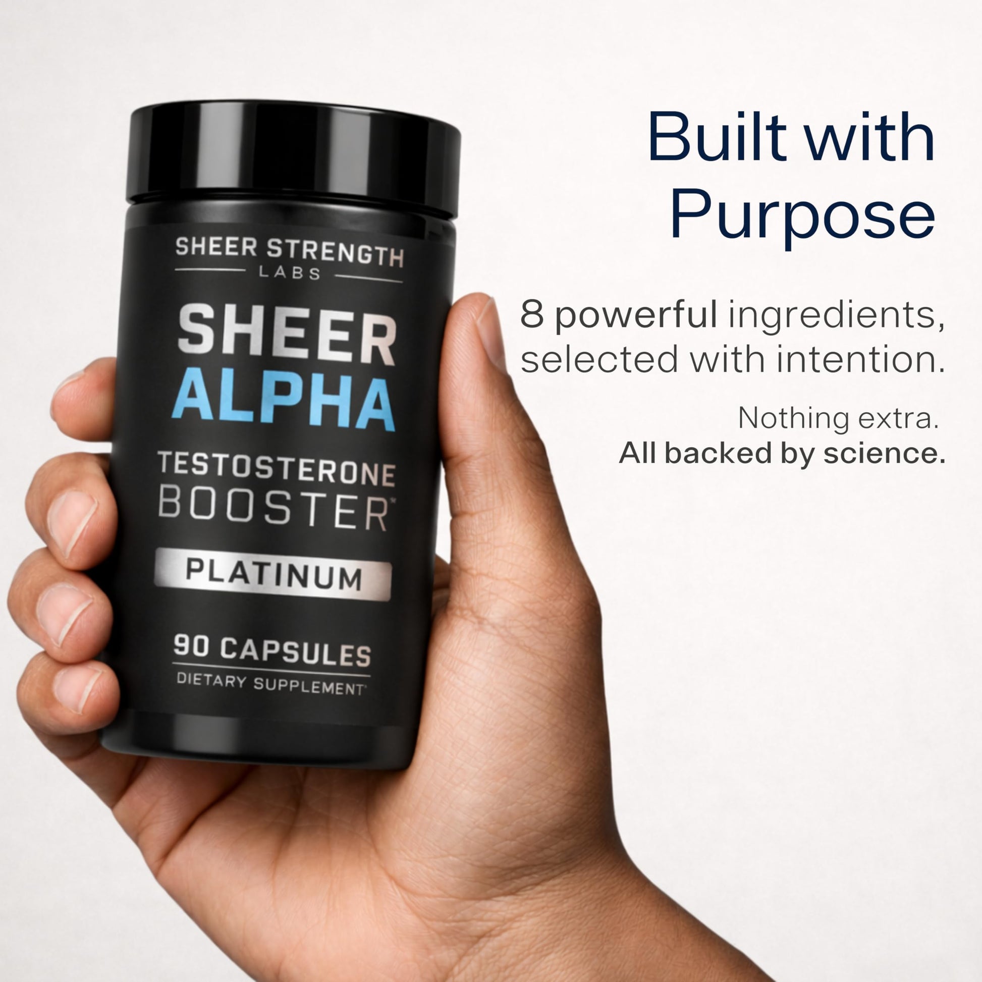 Testosterone Booster for Men - Sheer Alpha T-Booster - Clinically Backed Dose, Strongest Formula - Made in USA - Premium Blend of Fadogia Agrestis Tongkat Ali and Shilajit. 30 Servings Sheer Strength Labs uk supplements