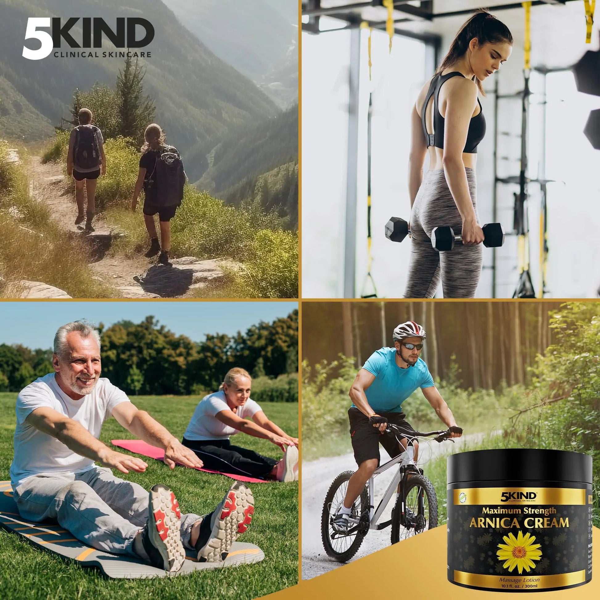 5kind Extra Strong Arnica Cream for Bruising and Swelling 10.1 Fl Oz - Arnica Bruise Cream Extra Strength Fast Healing Thin Skin - High Concentration Arnica Montana Extract for Bruises-Natural Formula 5kind clinical skincare uk supplements