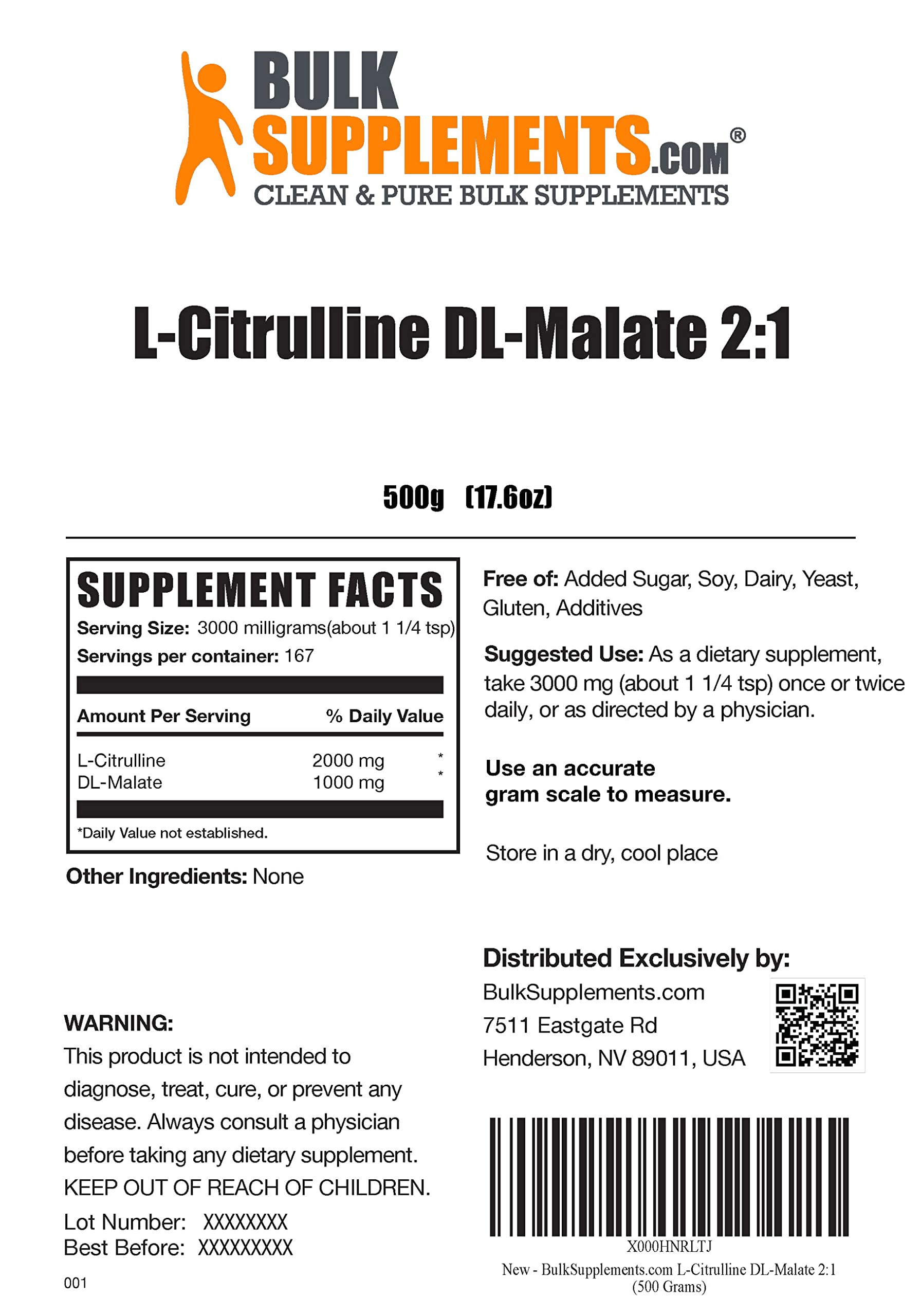 BULKSUPPLEMENTS.COM Beta Alanine Powder (500g), with L-Citrulline Malate 2:1 Powder BULKSUPPLEMENTS.COM uk supplements
