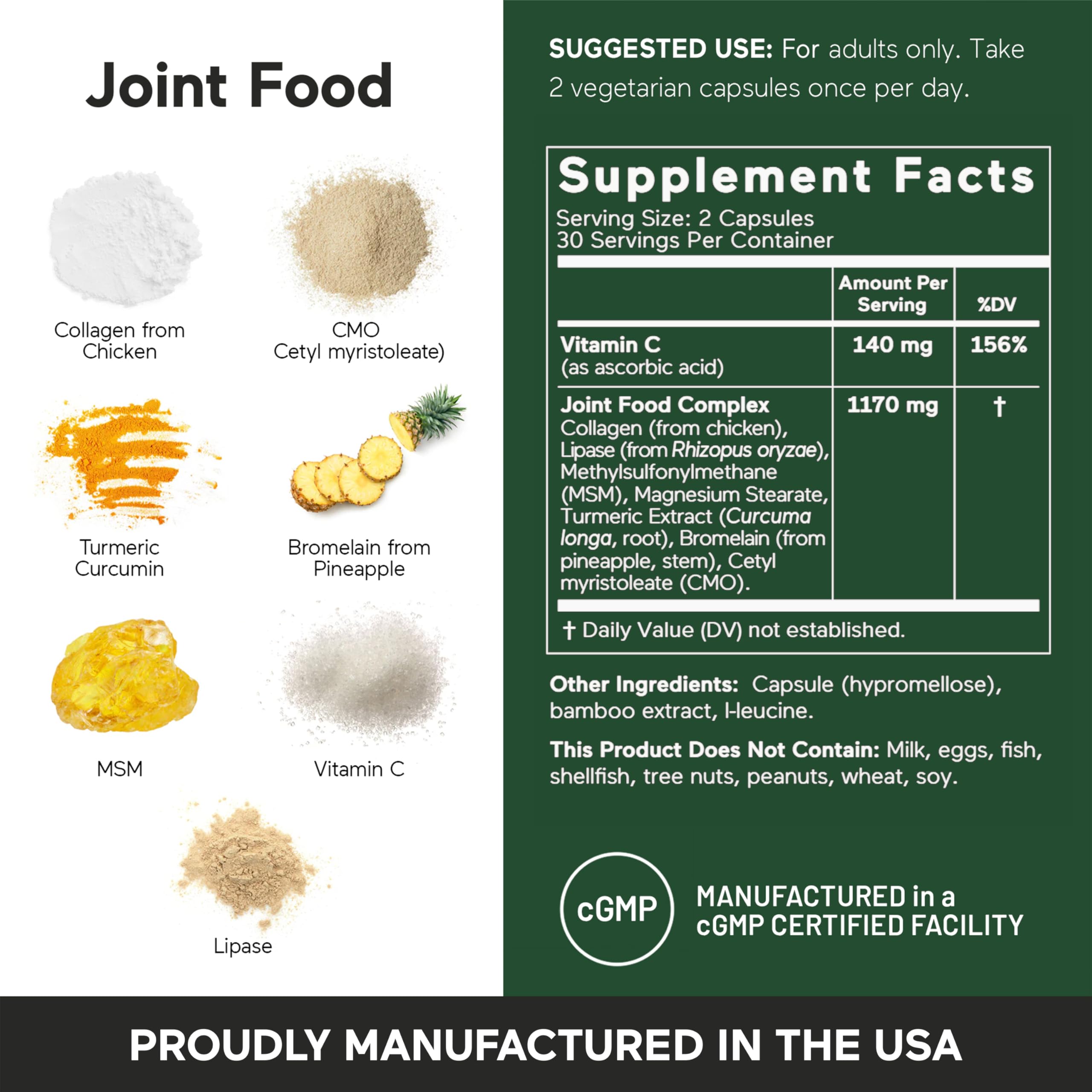 SMARTERNUTRITION Joint Food - Whole-Food Joint Supplement to Support Lubrication & Mobility - Formulated with Collagen Type II, MSM, Vitamin C, Turmeric, Bromelain - 6 Pack[180-Day Supply] SMARTERNUTRITION uk supplements