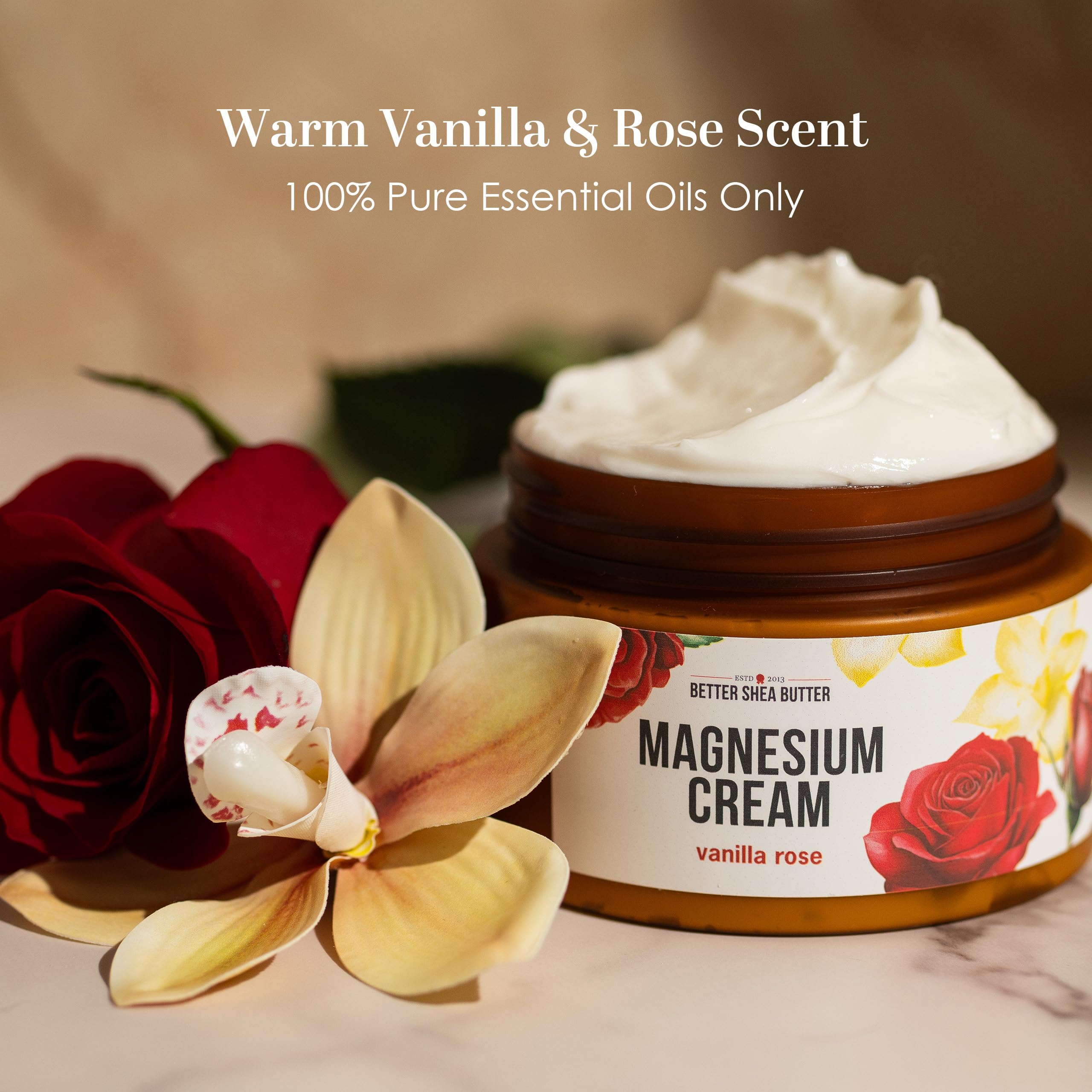 Better Shea Butter Magnesium Lotion for Women | Vanilla Rose | For Pregnancy, Kids & Babies | Relieves Muscle Tension & Leg Cramps | Organic & Natural Ingredients Better Shea Butter uk supplements
